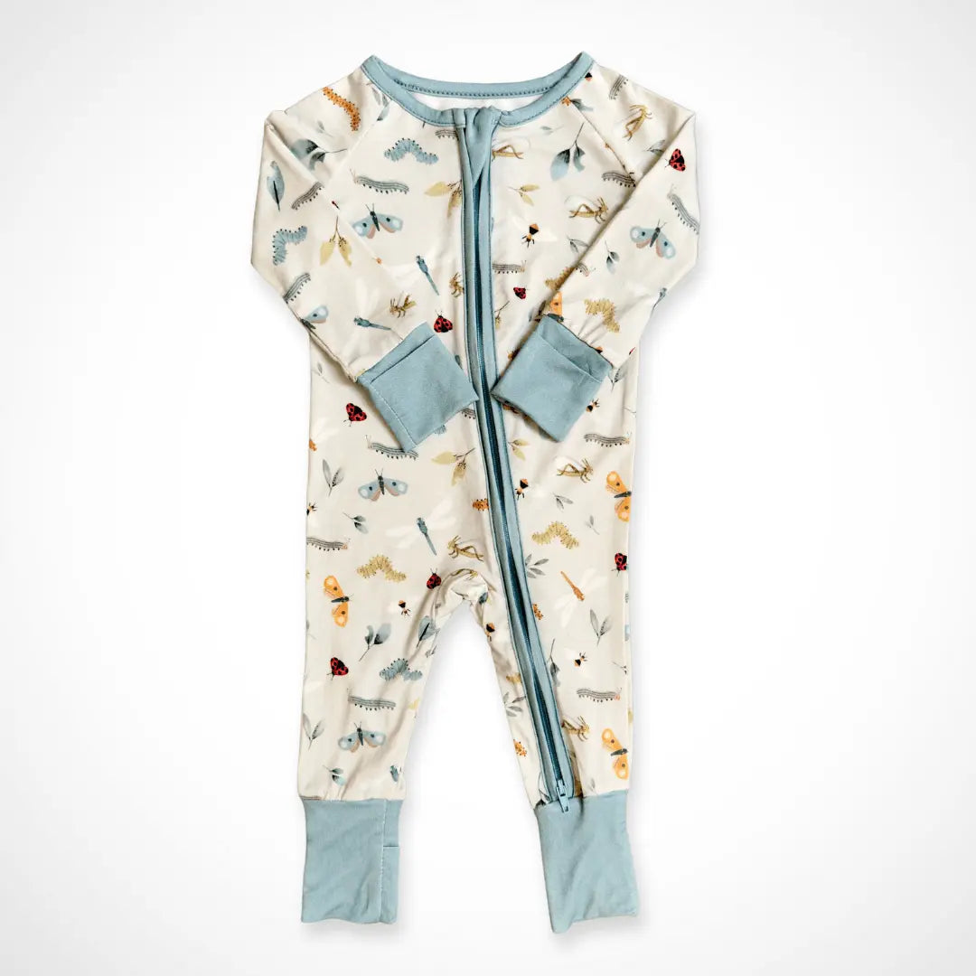 Bug Buddies Bamboo Baby Pajamas with Two Way Zipper and Fold Over Hands and Feet Kolorful Everetts Place: Online Boutique