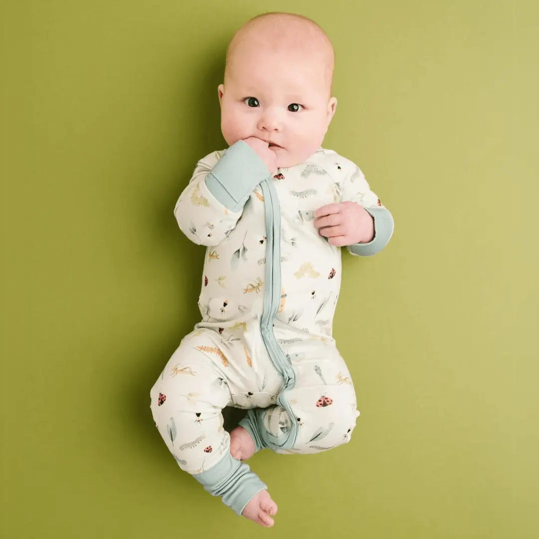 Bug Buddies Bamboo Baby Pajamas with Two Way Zipper and Fold Over Hands and Feet Kolorful Everetts Place: Online Boutique