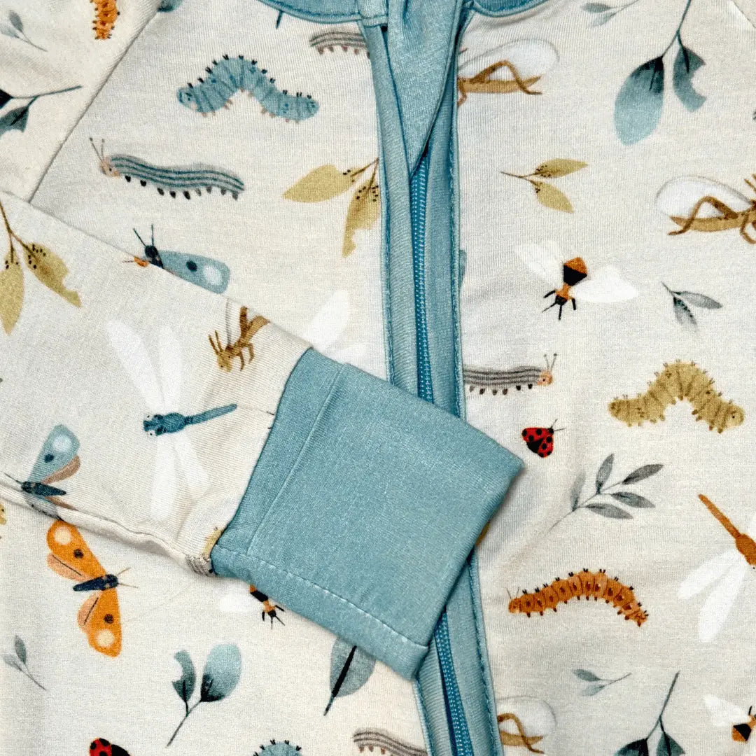 Bug Buddies Bamboo Baby Pajamas with Two Way Zipper and Fold Over Hands and Feet Kolorful Everetts Place: Online Boutique
