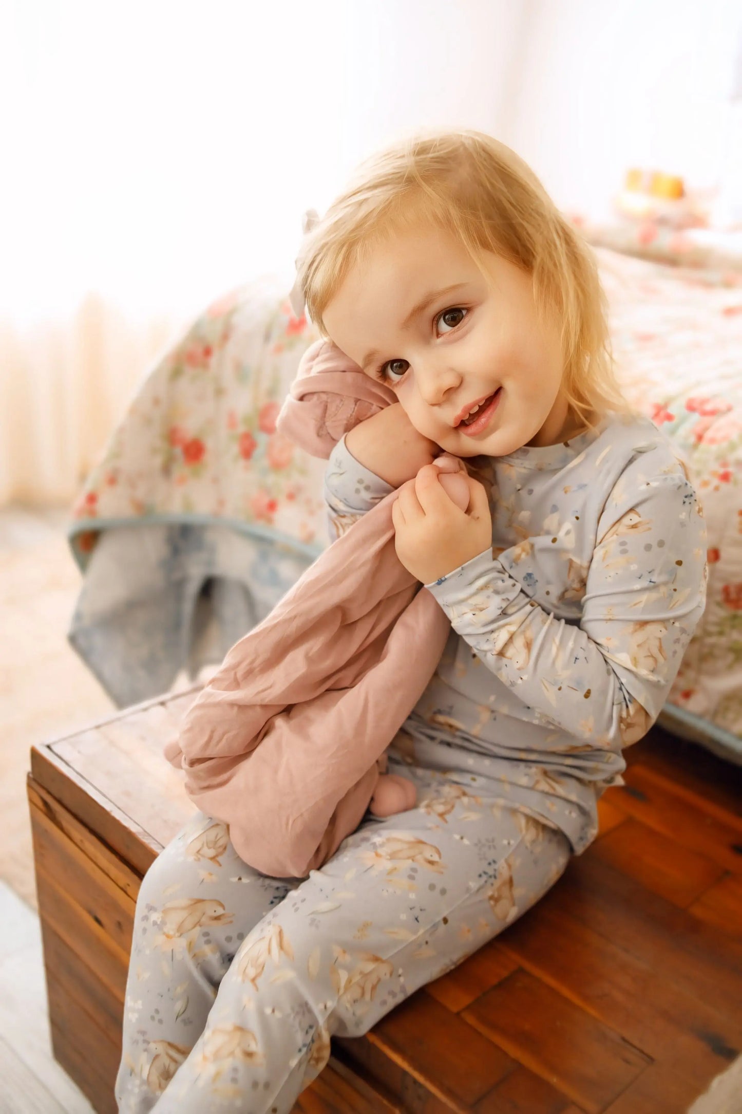Little Joy Co. Bunny Blossoms 2Pc Bamboo Pajamas Soft Breathable Comfort - Apparel & Accessories > Clothing > Baby & Toddler Clothing > Baby & Toddler Sleepwear