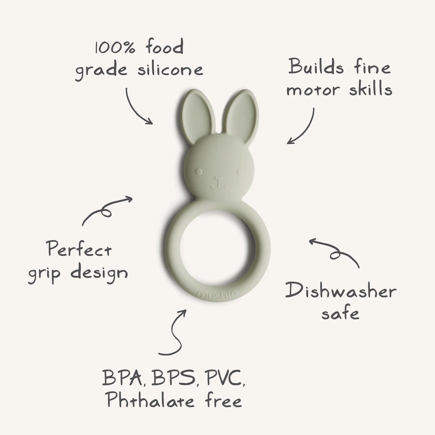 Bunny Teether Made from Non Toxic Food Grade Silicone Mushie Everetts Place: Online Boutique