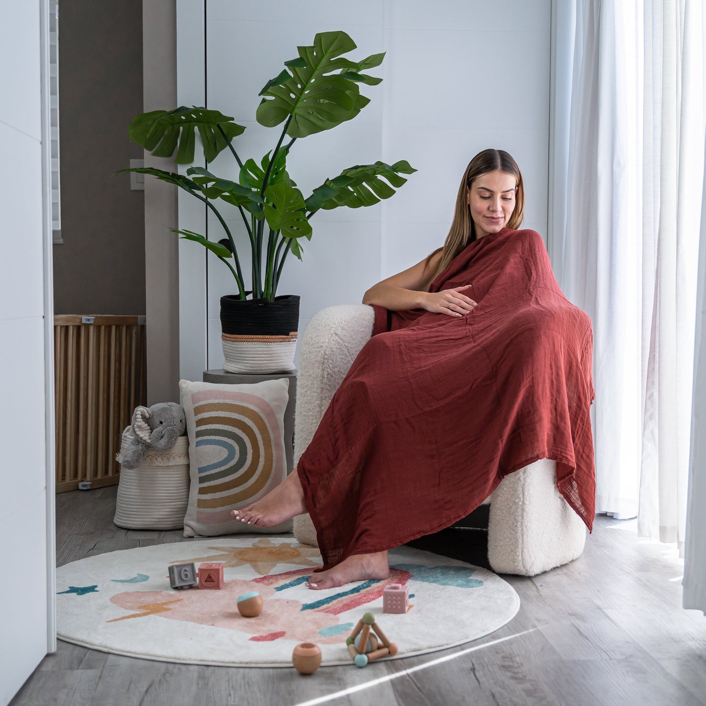 Muslin Swaddle Blankets Wine Neptune Fern Caramel 4 Pack Comfy Cubs Everetts Place: Online Boutique