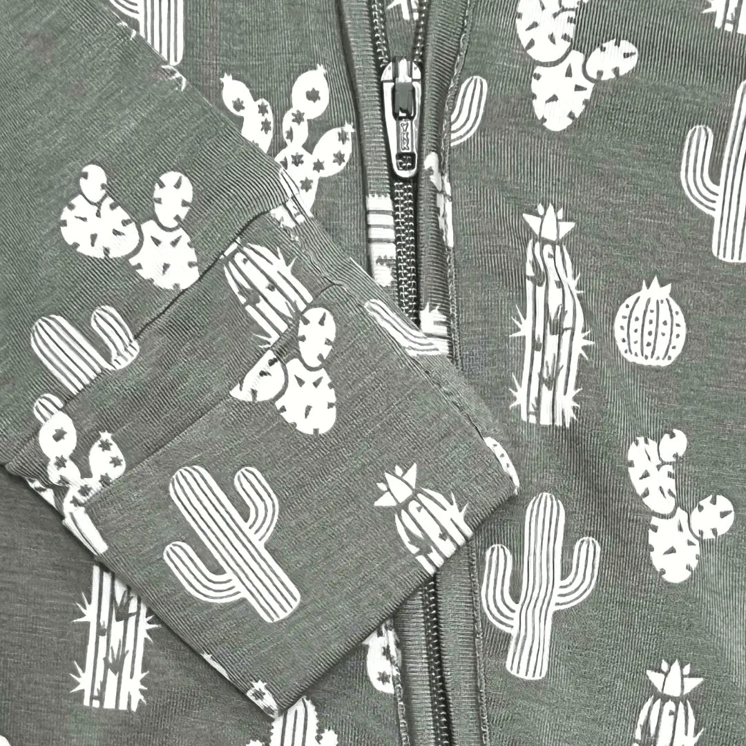 Cactus Print Bamboo Baby Pajama with Two Way Zipper and Fold Over Hands and Feet Kolorful Everetts Place: Online Boutique 38.00