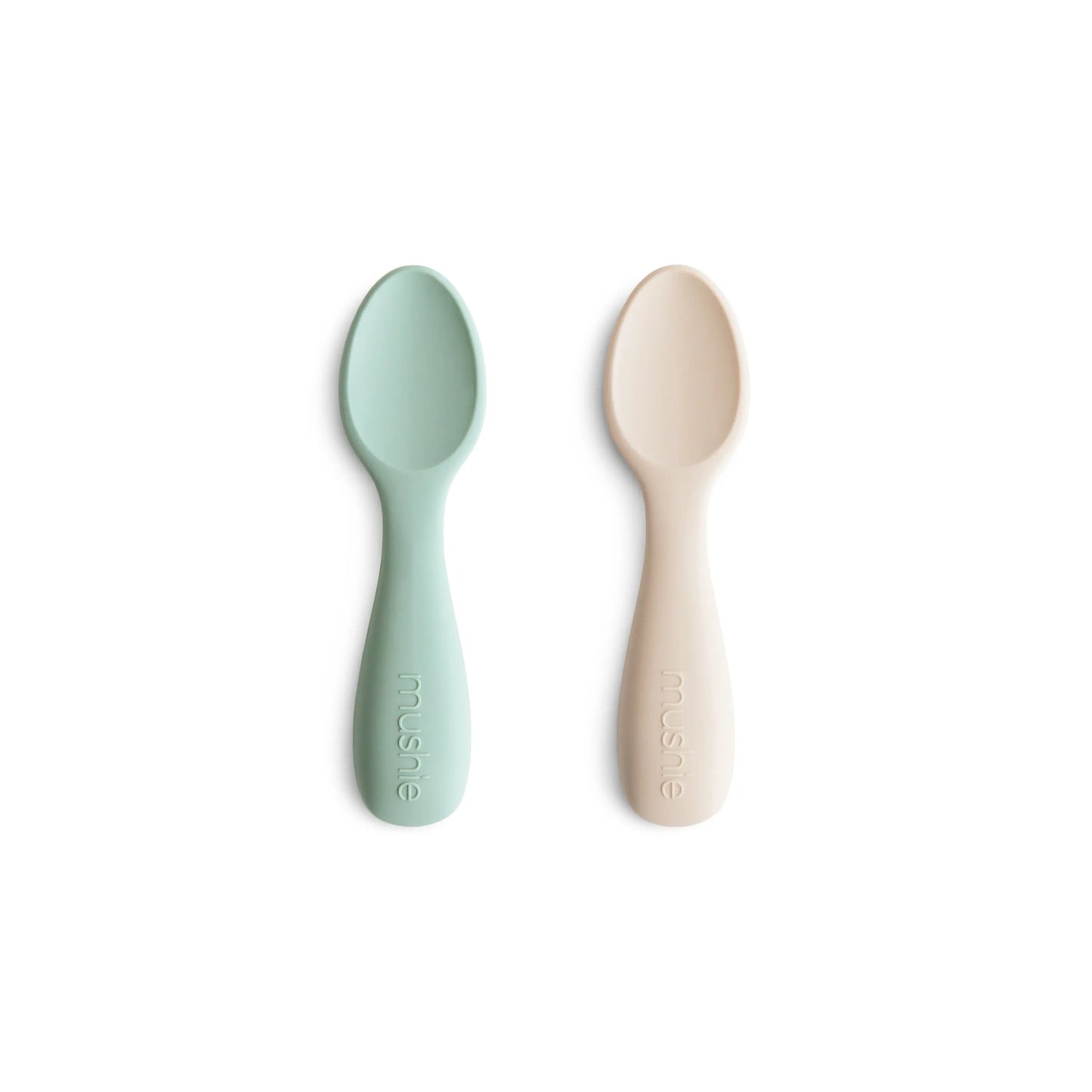 Silicone Toddler Starter Spoons Non Toxic Food Grade Gentle on Gums Easy Grip Handle Mushie