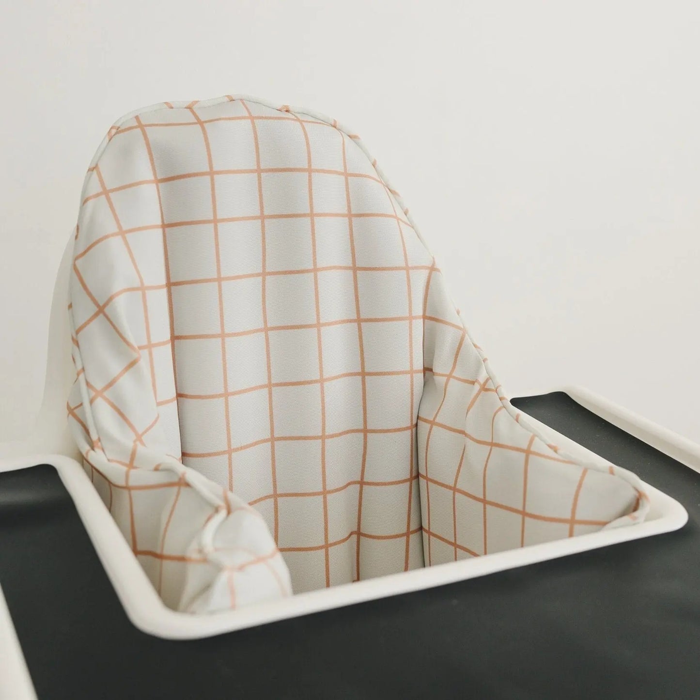 Little Joy Co. Camel Windowpane Cushion Cover for IKEA Antilop Highchair - Furniture > Baby & Toddler Furniture > High Chair & Booster Seat Accessories