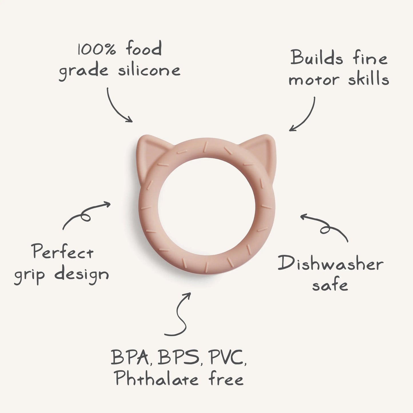 Cat Teether for Babies Made from Non-Toxic Food Grade Silicone Easy to Grip Safe and Stylish Design Mushie Everetts Place: Online Boutique