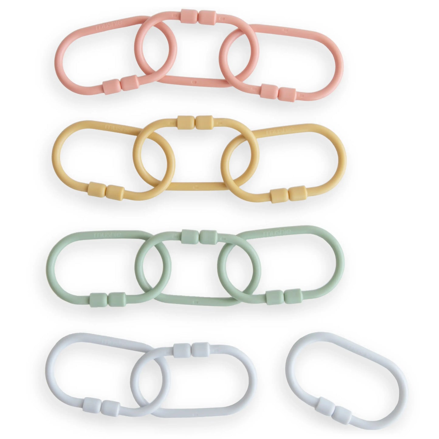 Chain Link Rings for Strollers and Car Seats Durable Plastic Toy Attachments Mushie