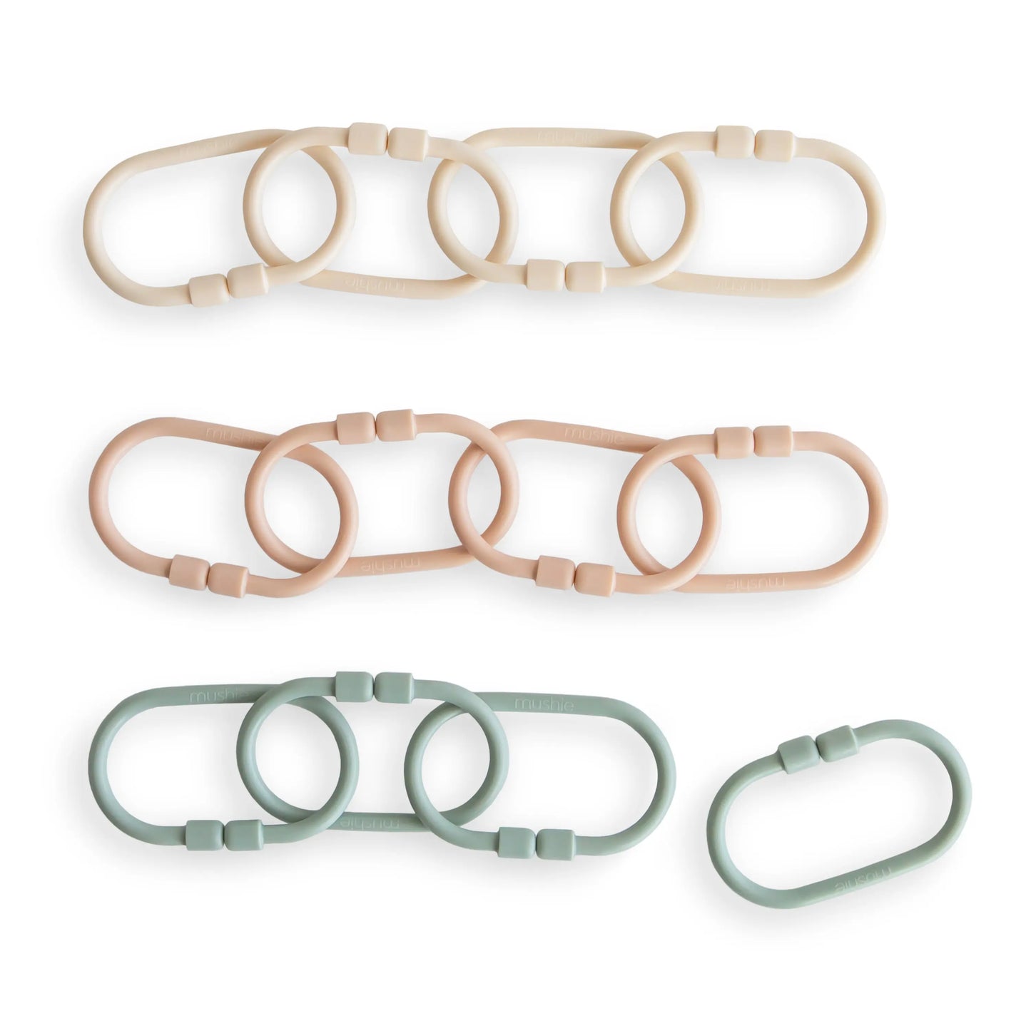 Chain Link Rings for Strollers and Car Seats Durable Plastic Toy Attachments Mushie
