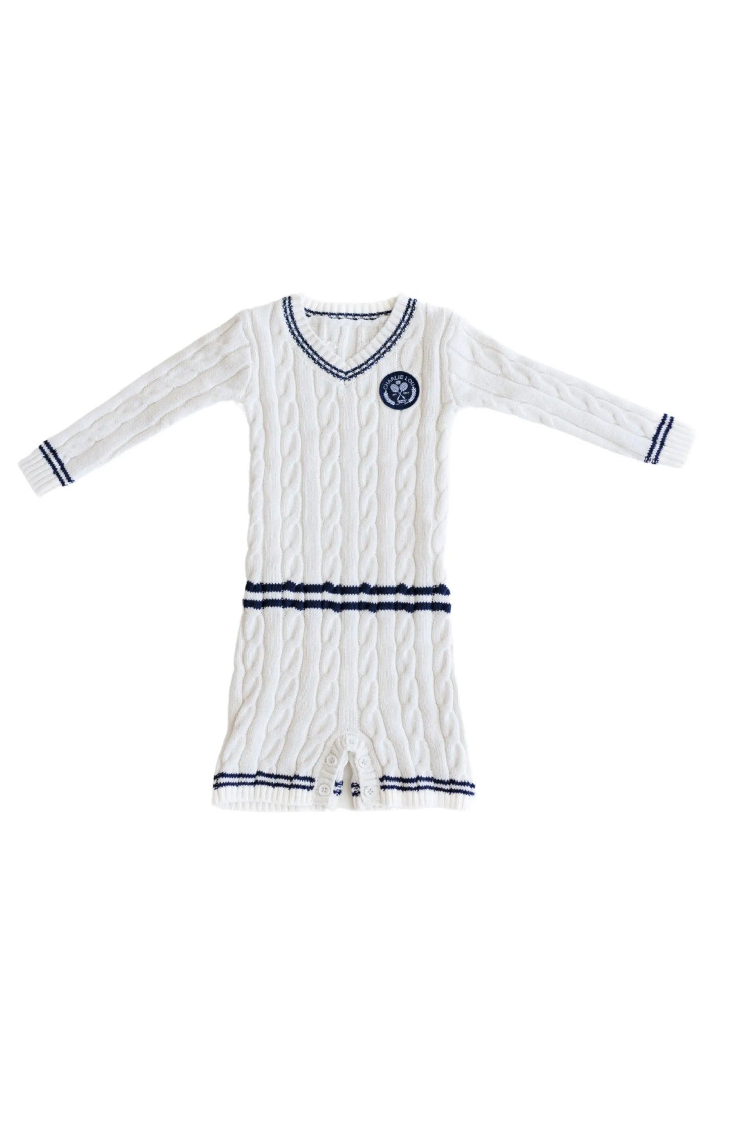 Charlie Lou Baby Varsity Sweater Romper Cozy Fall Outfit Charlie Lou Baby Everetts Place: Online Boutique