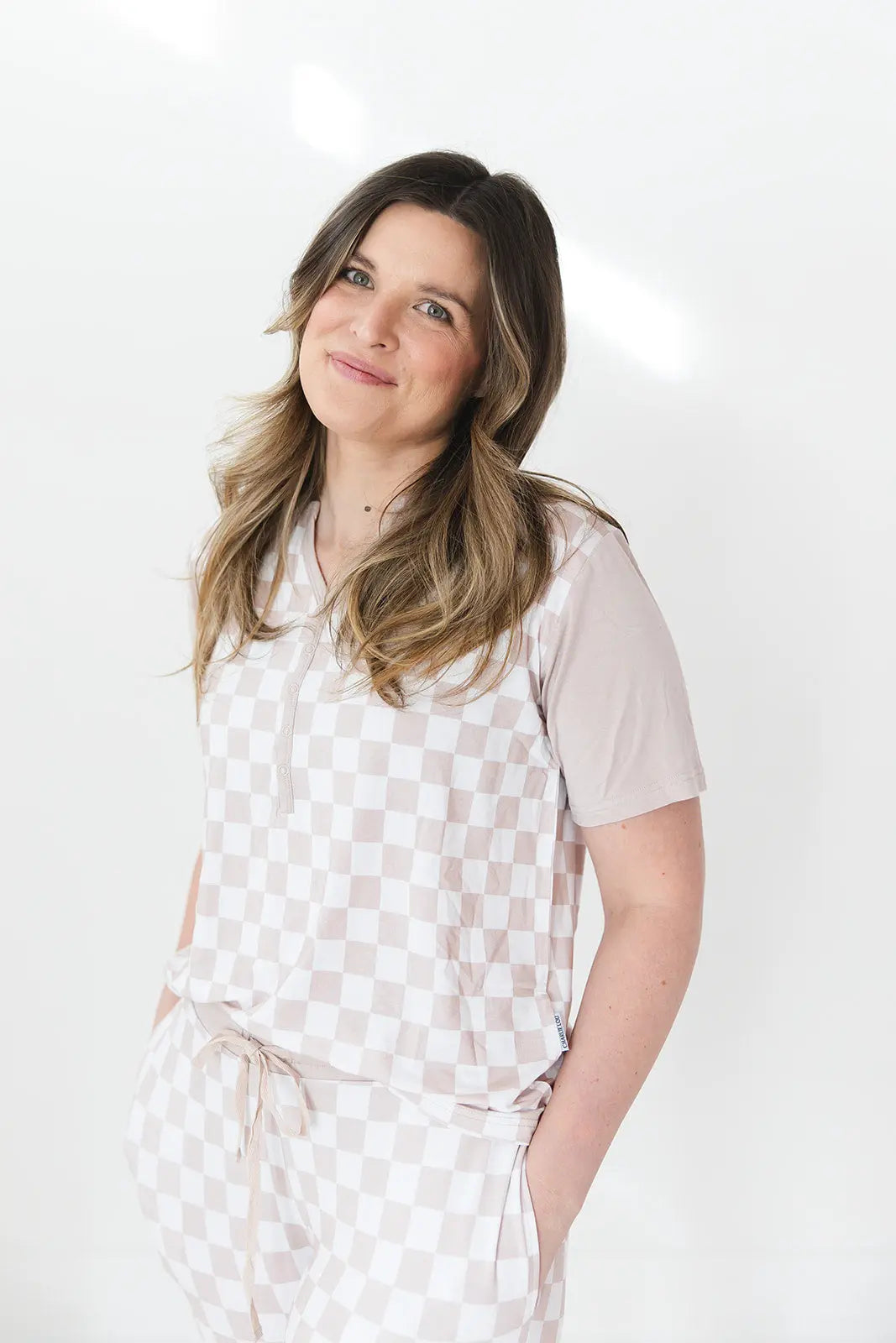 Checkered Bamboo Mama Pajamas Two Piece Set For Moms Charlie Lou Baby Everetts Place: Online Boutique