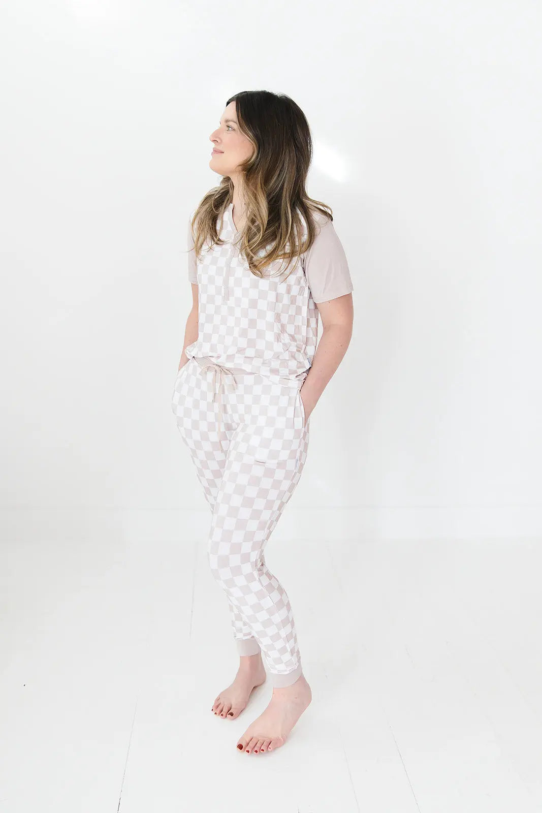 Checkered Bamboo Mama Pajamas Two Piece Set For Moms Charlie Lou Baby Everetts Place: Online Boutique