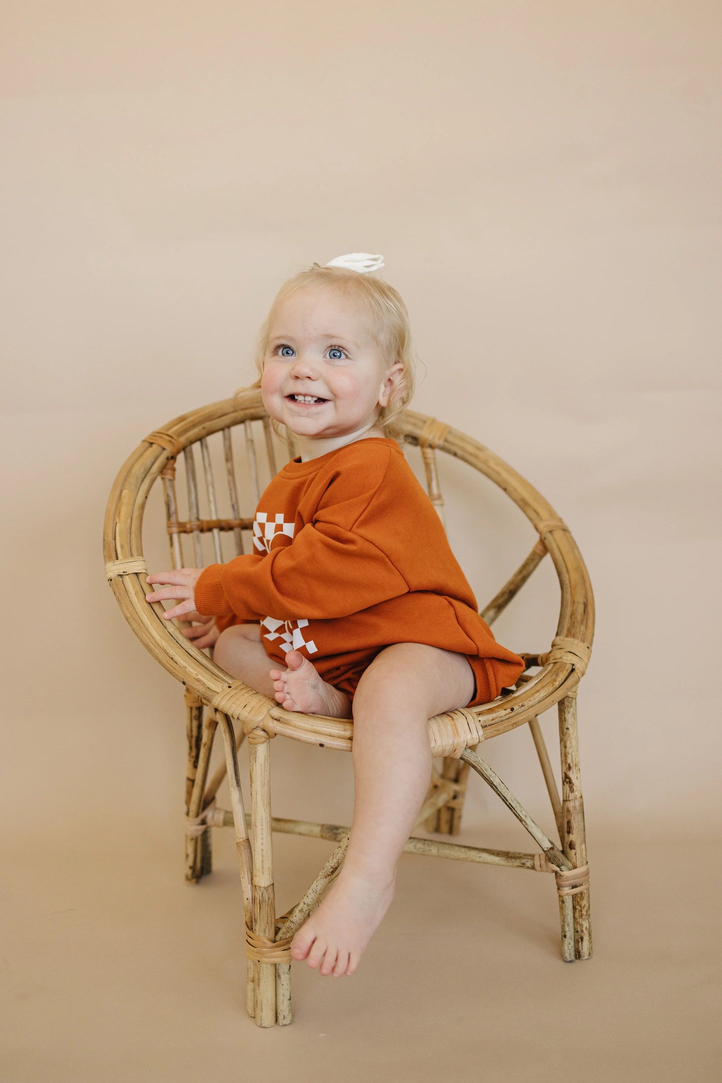 Little Joy Co. Checkered Ghost Sweatshirt Romper Oversized With Snaps - Apparel & Accessories > Clothing > Baby & Toddler Clothing > Baby & Toddler Outfits