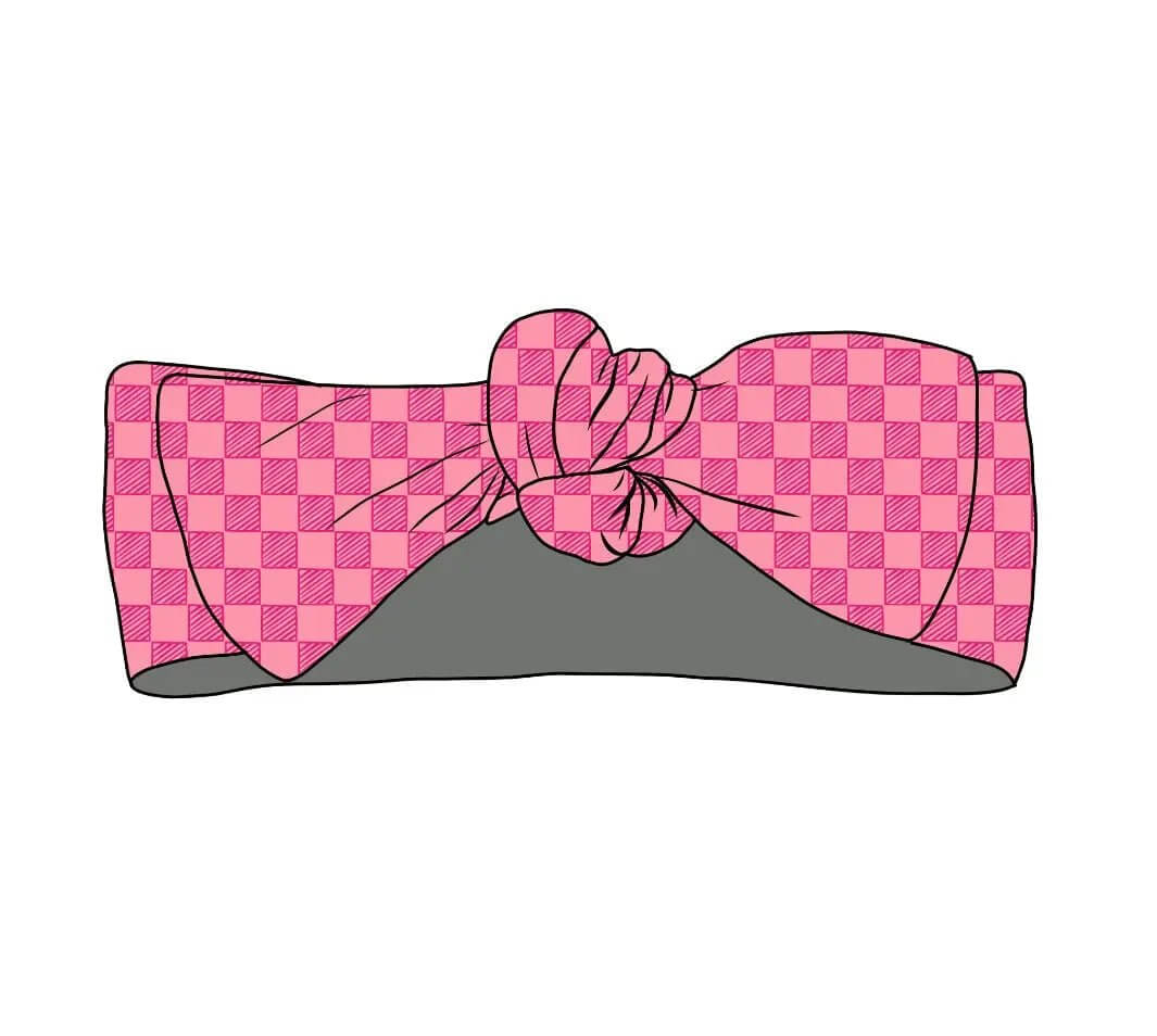 Miller & Co. Checkered Pink Sheriff, Headband Bow - Everetts Place Boutique -