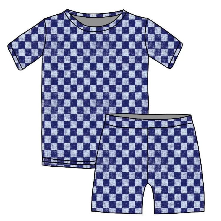 Checkered Police Patrol, Bamboo Two Piece Short Sleeve & Shorts Pajama Set Miller & Co. Everetts Place Boutique