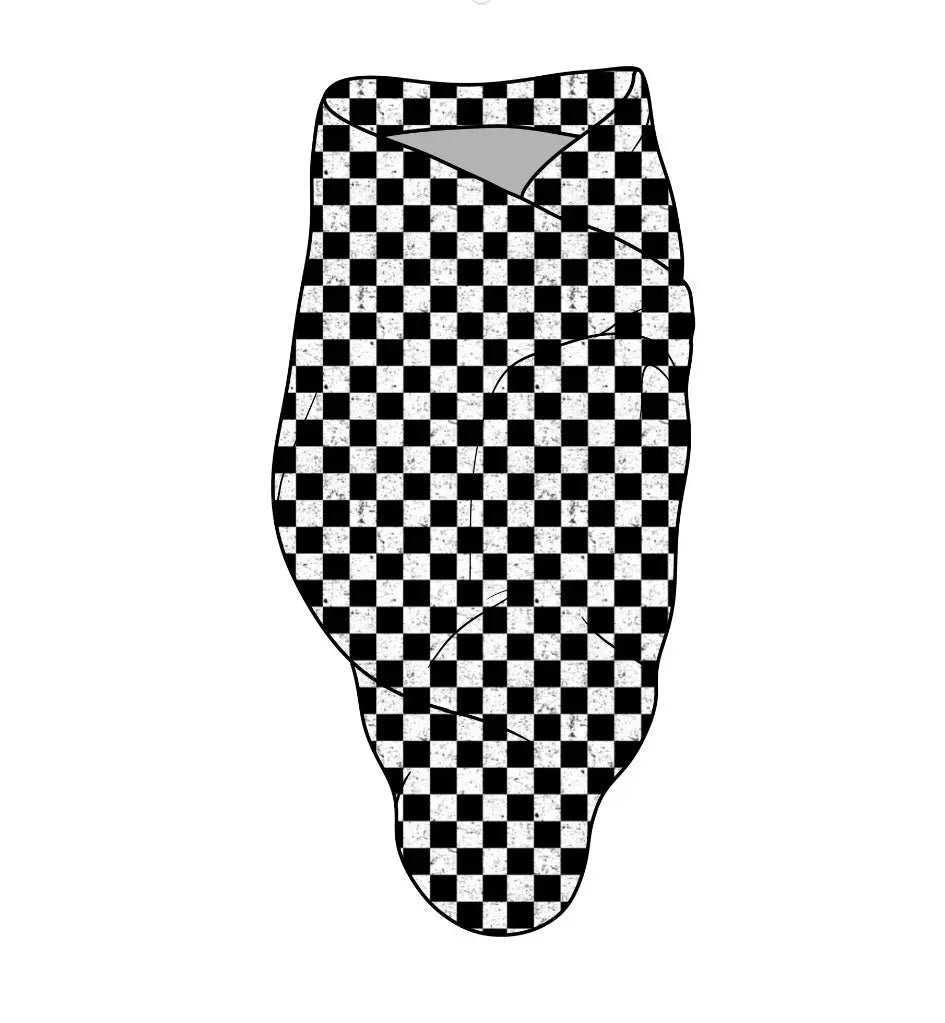Miller & Co. Checkered Racecar, Bamboo Spandex Swaddle - Everetts Place Boutique -