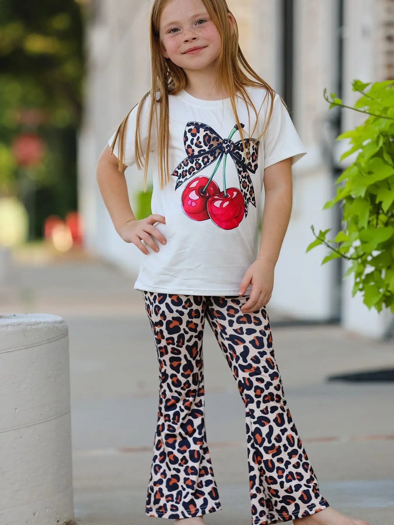 Cherry Leopard Girls Set - Vibrant Fashion Outfit for Little Fashionistas Rylee Faith Designs Everetts Place: Online Boutique