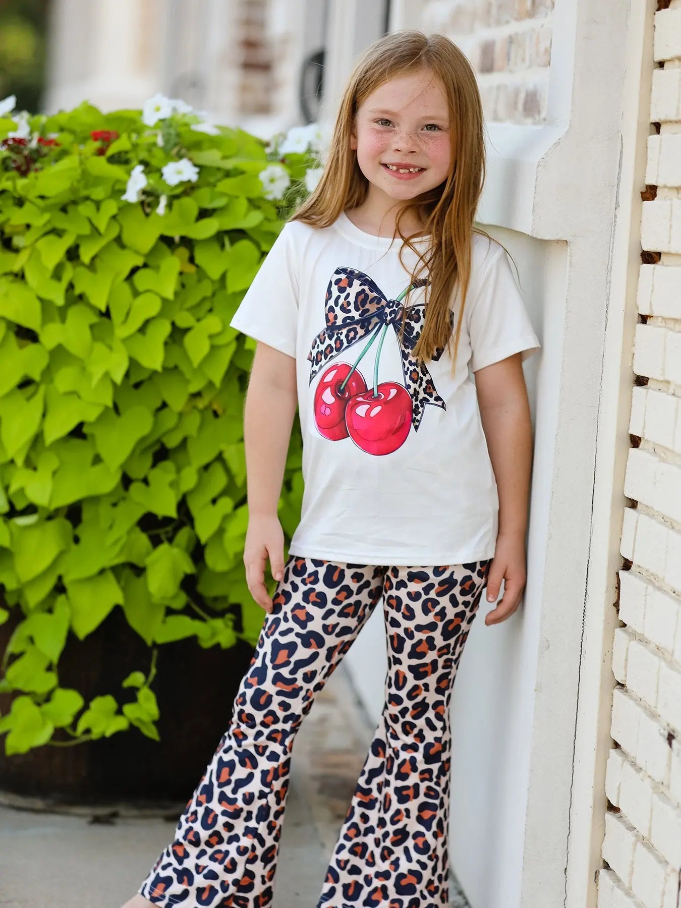 Cherry Leopard Girls Set - Vibrant Fashion Outfit for Little Fashionistas Rylee Faith Designs Everetts Place: Online Boutique