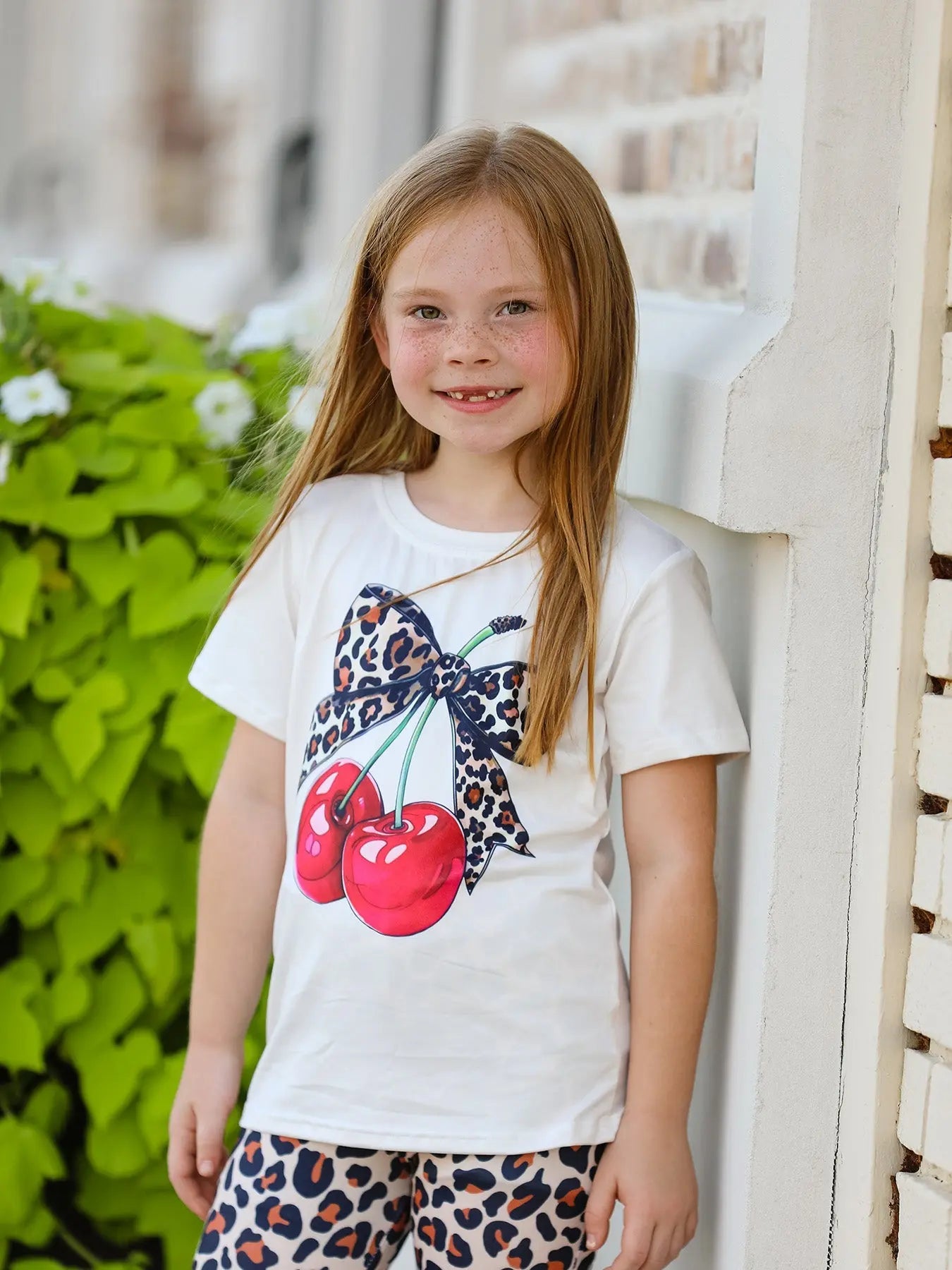 Cherry Leopard Girls Set - Vibrant Fashion Outfit for Little Fashionistas Rylee Faith Designs Everetts Place: Online Boutique