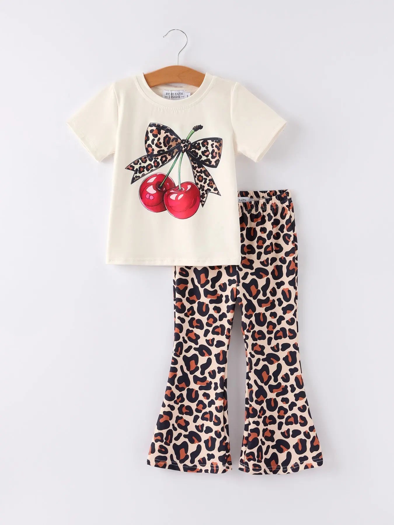 Cherry Leopard Girls Set - Vibrant Fashion Outfit for Little Fashionistas Rylee Faith Designs Everetts Place: Online Boutique
