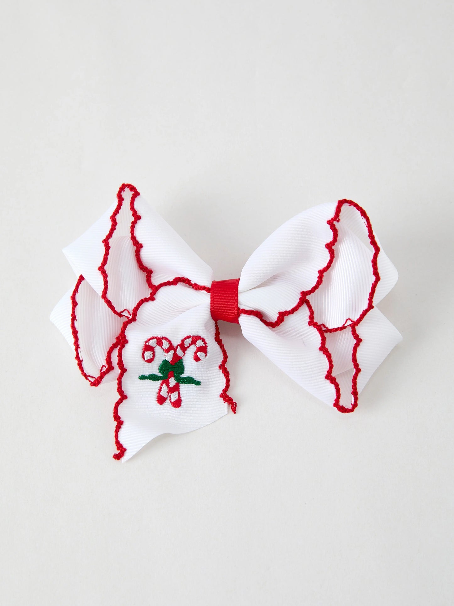 Christmas Candy Cane Embroidered Bow Hair Clip Rylee Faith Designs Everetts Place: Online Boutique