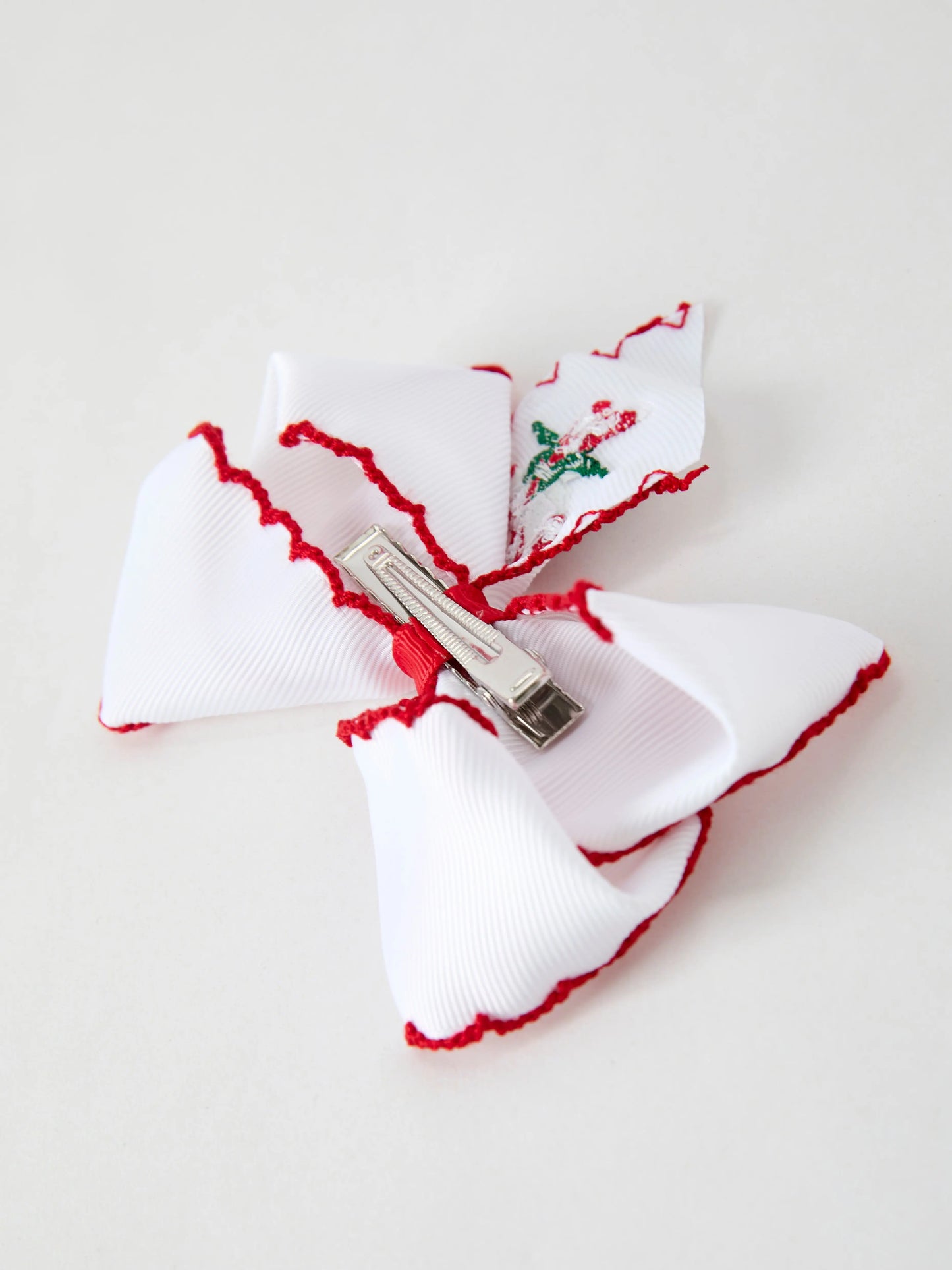 Christmas Candy Cane Embroidered Bow Hair Clip Rylee Faith Designs Everetts Place: Online Boutique
