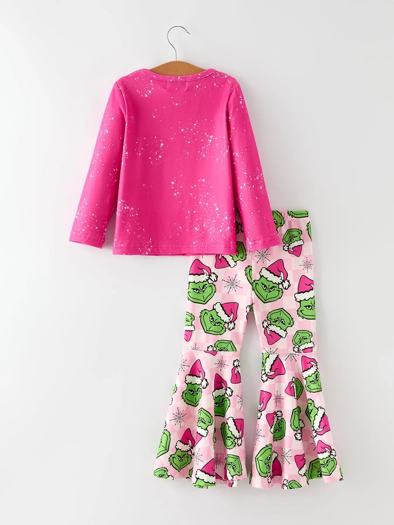 Christmas Character Outfit Set For Girls Pink Long Sleeve Top And Flare Pants Rylee Faith Designs Everetts Place: Online Boutique