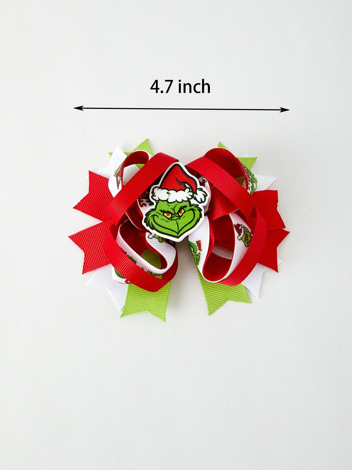 Christmas Character Red Green Bow 4.7 inch Hairpin Rylee Faith Designs Everetts Place: Online Boutique