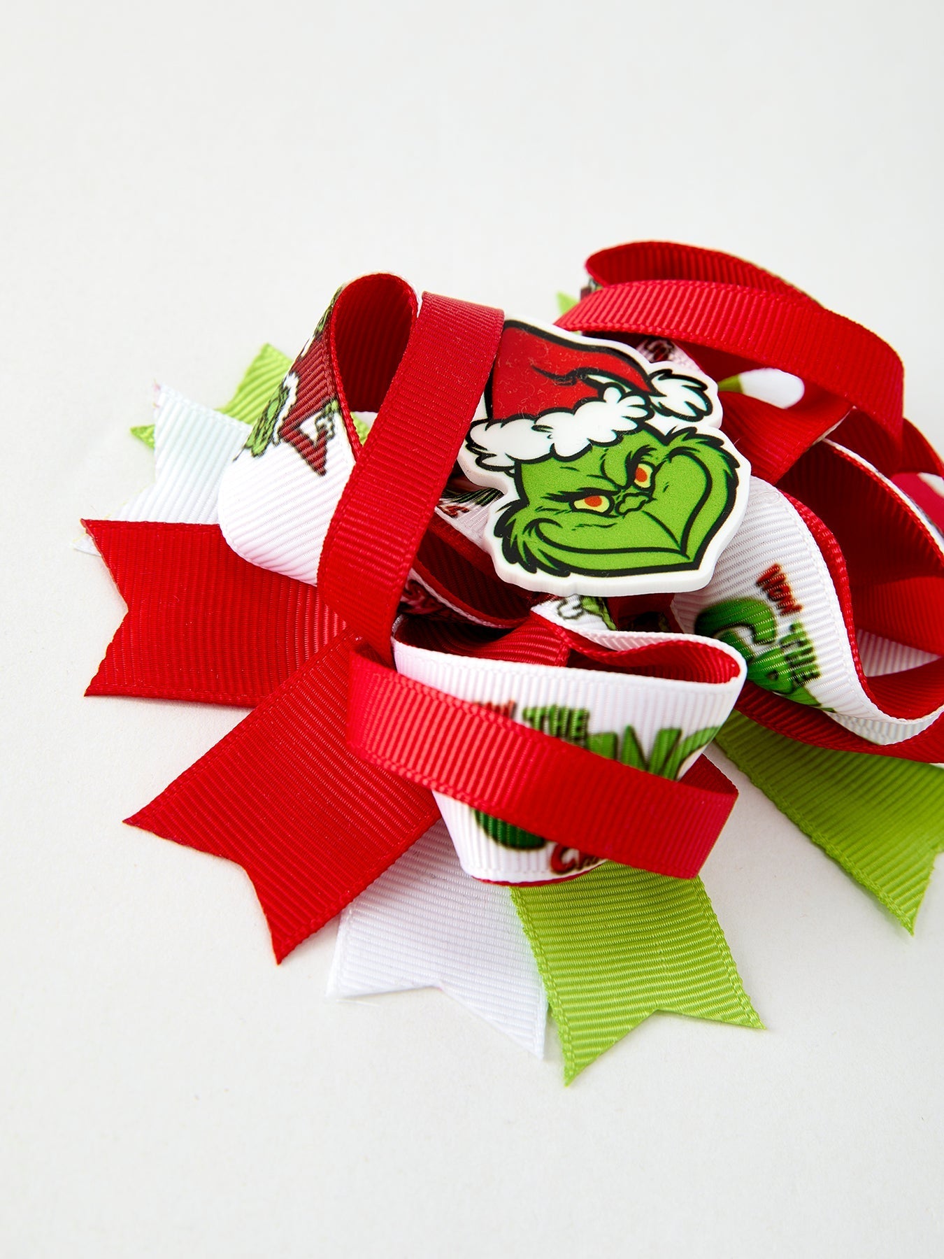 Christmas Character Red Green Bow 4.7 inch Hairpin Rylee Faith Designs Everetts Place: Online Boutique