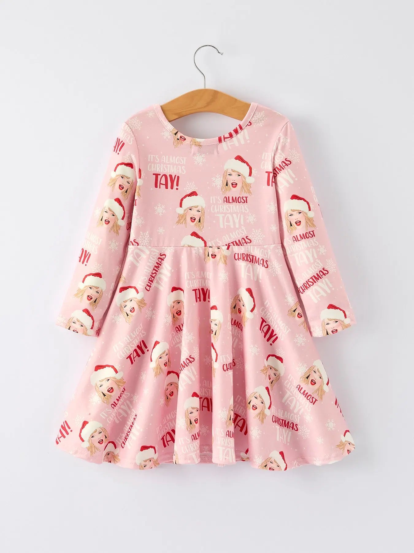 Christmas Festive Twirly Print Milk Silk Dress for Girls Rylee Faith Designs Everetts Place: Online Boutique