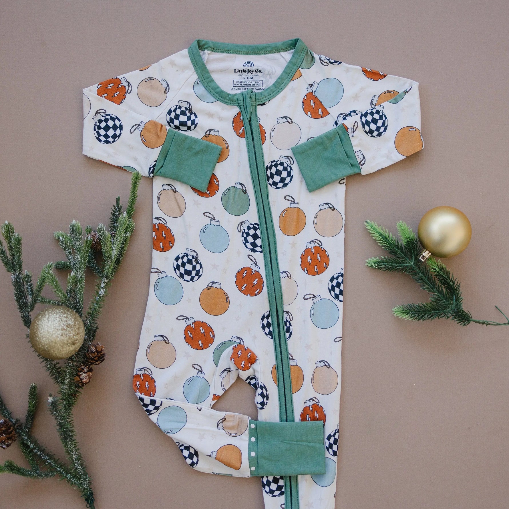 Little Joy Co. Christmas Ornament Bamboo Zippy Romper For Babies Cozy - Apparel & Accessories > Clothing > Baby & Toddler Clothing > Baby & Toddler Sleepwear