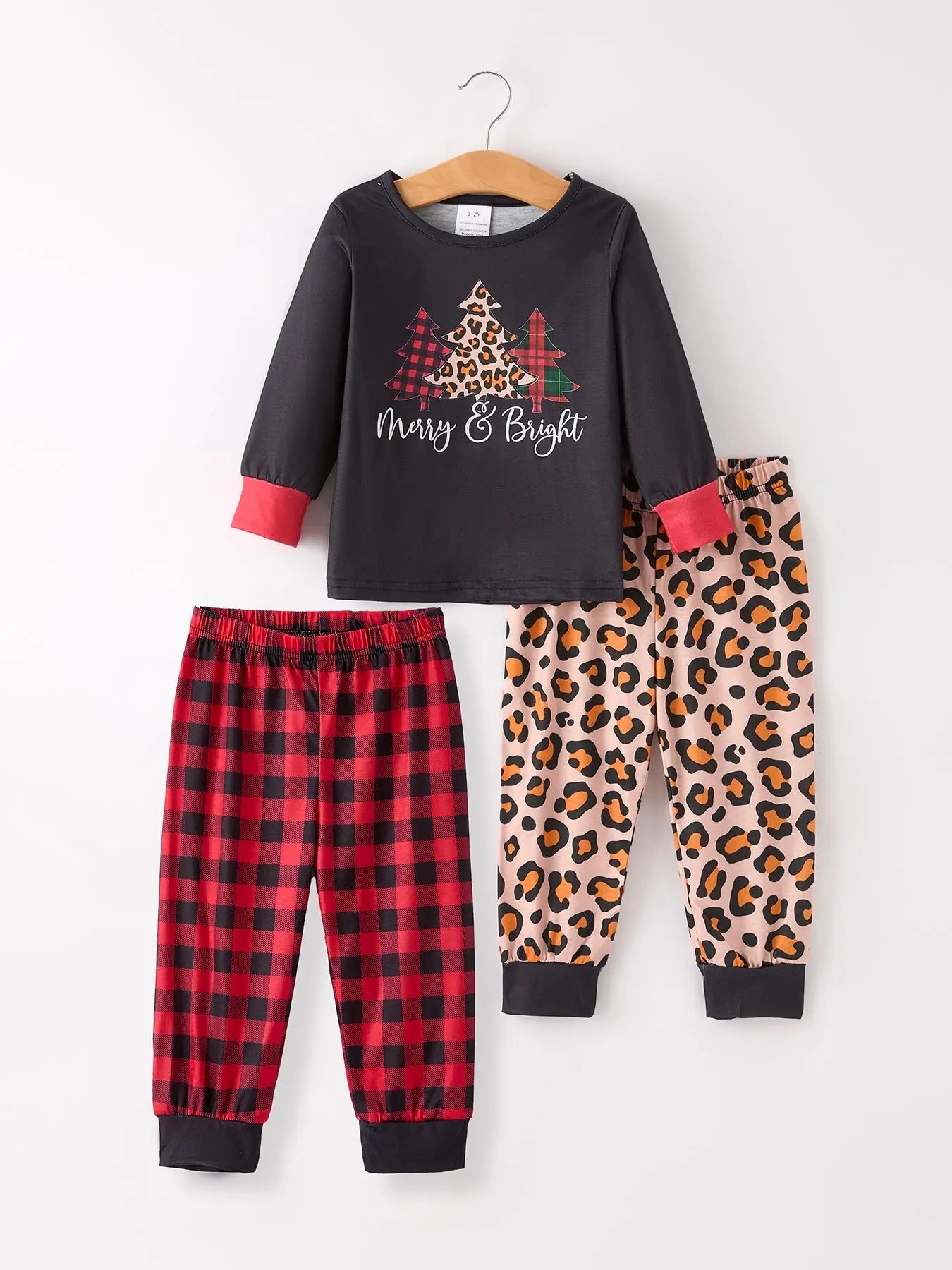 Christmas Print Girls Pajama Set with Top and Two Pants Combination Rylee Faith Designs Everetts Place: Online Boutique 25.99