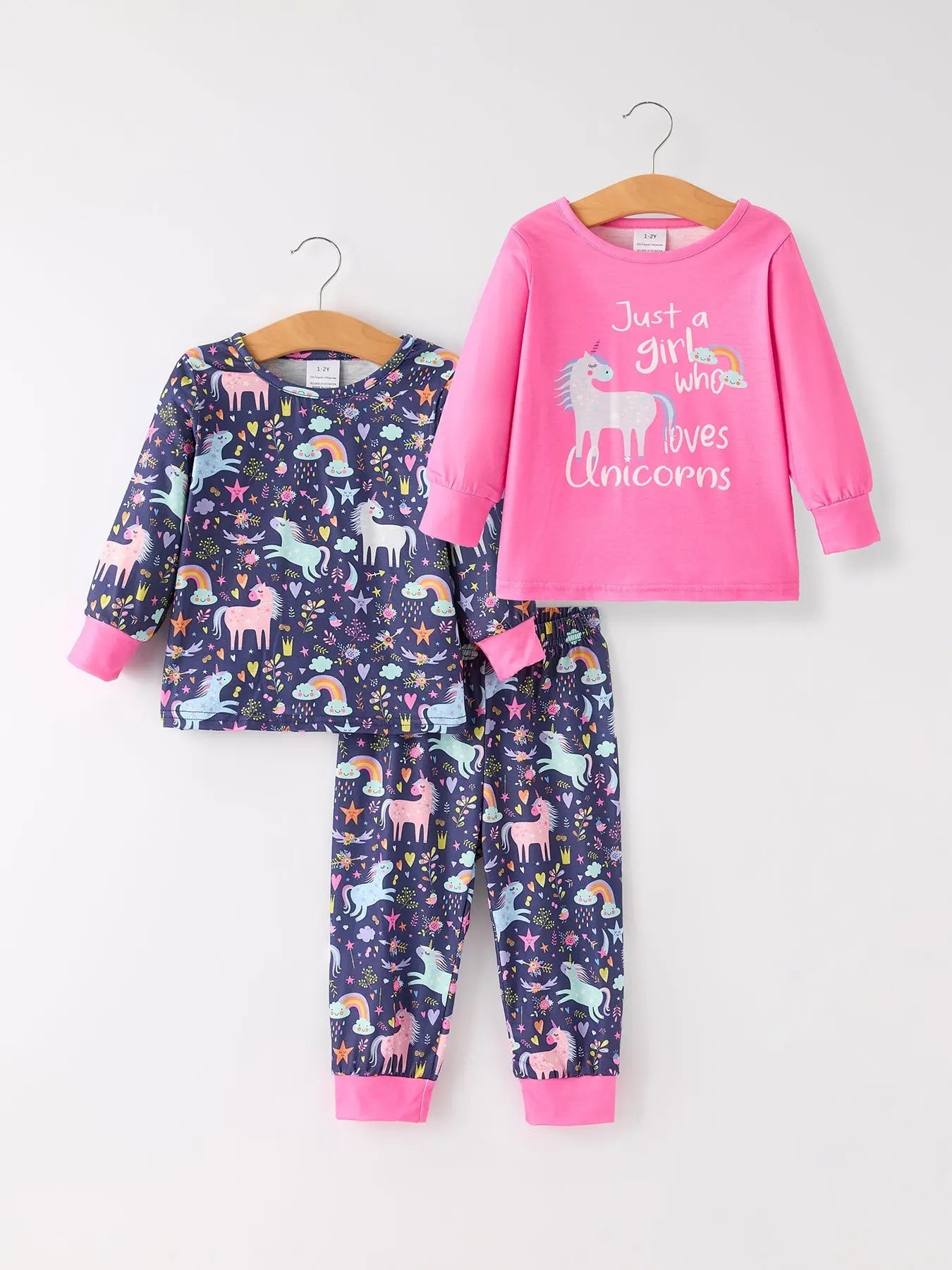 Christmas Print Girls Pajama Set with Two Tops and One Pant Combination Rylee Faith Designs Everetts Place: Online Boutique 25.99