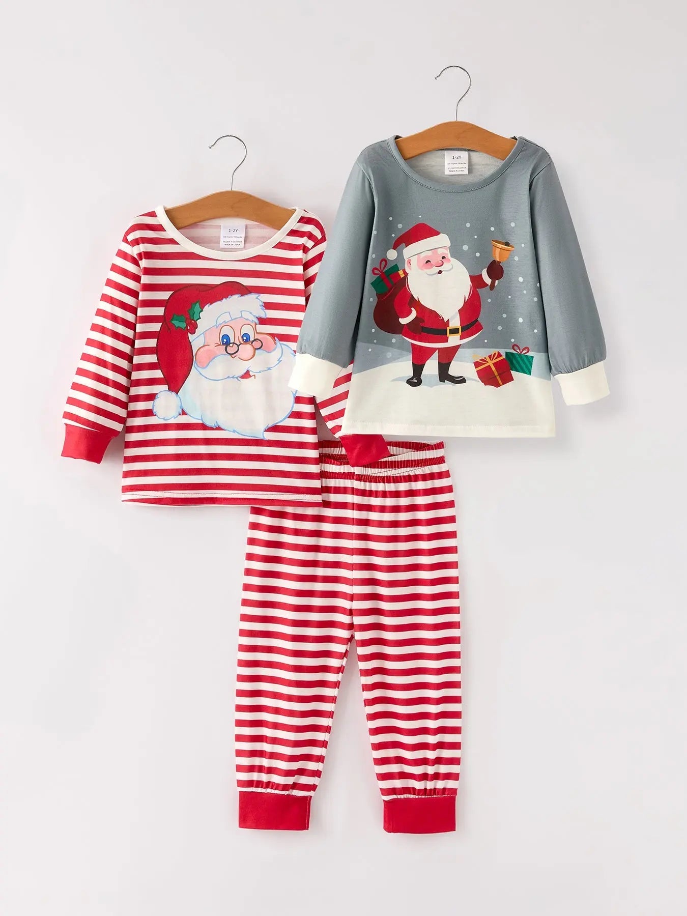 Christmas Print Girls Pajama Set with Two Tops and One Pant Combination Rylee Faith Designs Everetts Place: Online Boutique 25.99