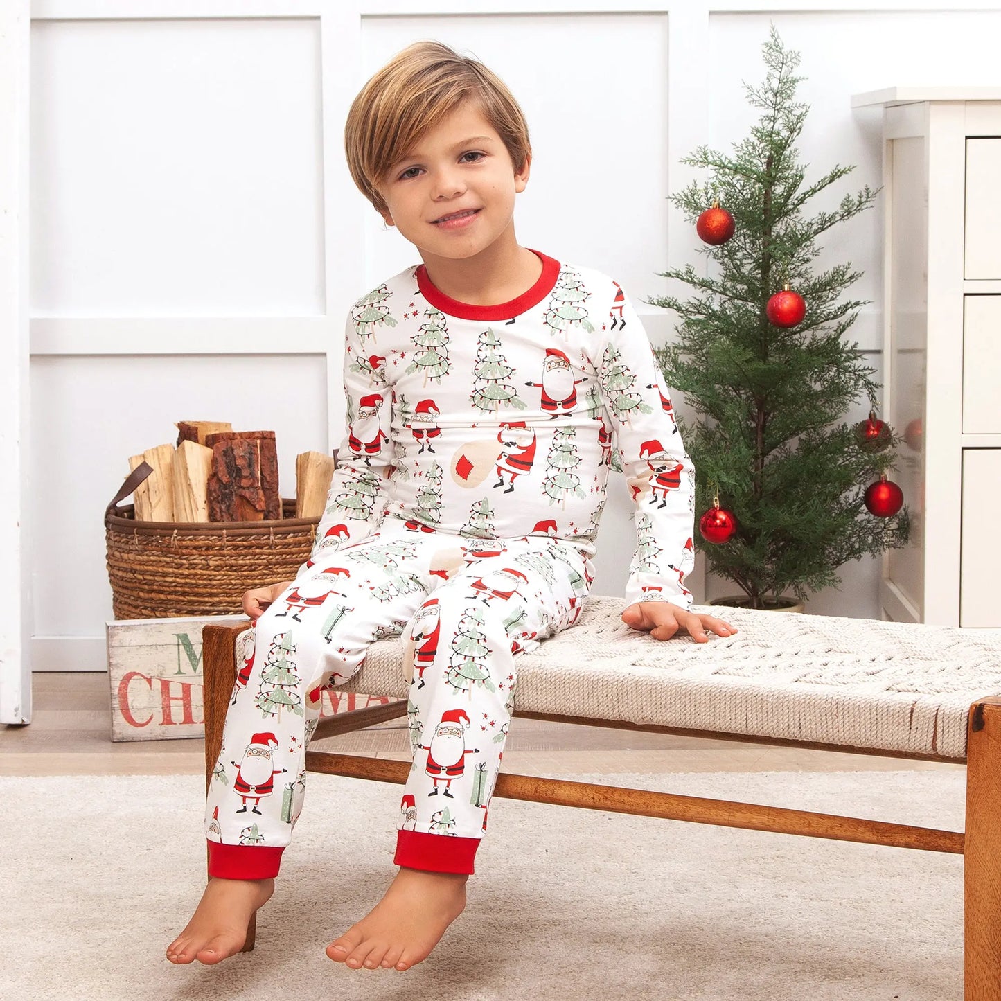Christmas Santa Kid's Bamboo Pajama Set Tesa Babe Everetts Place: Online Boutique