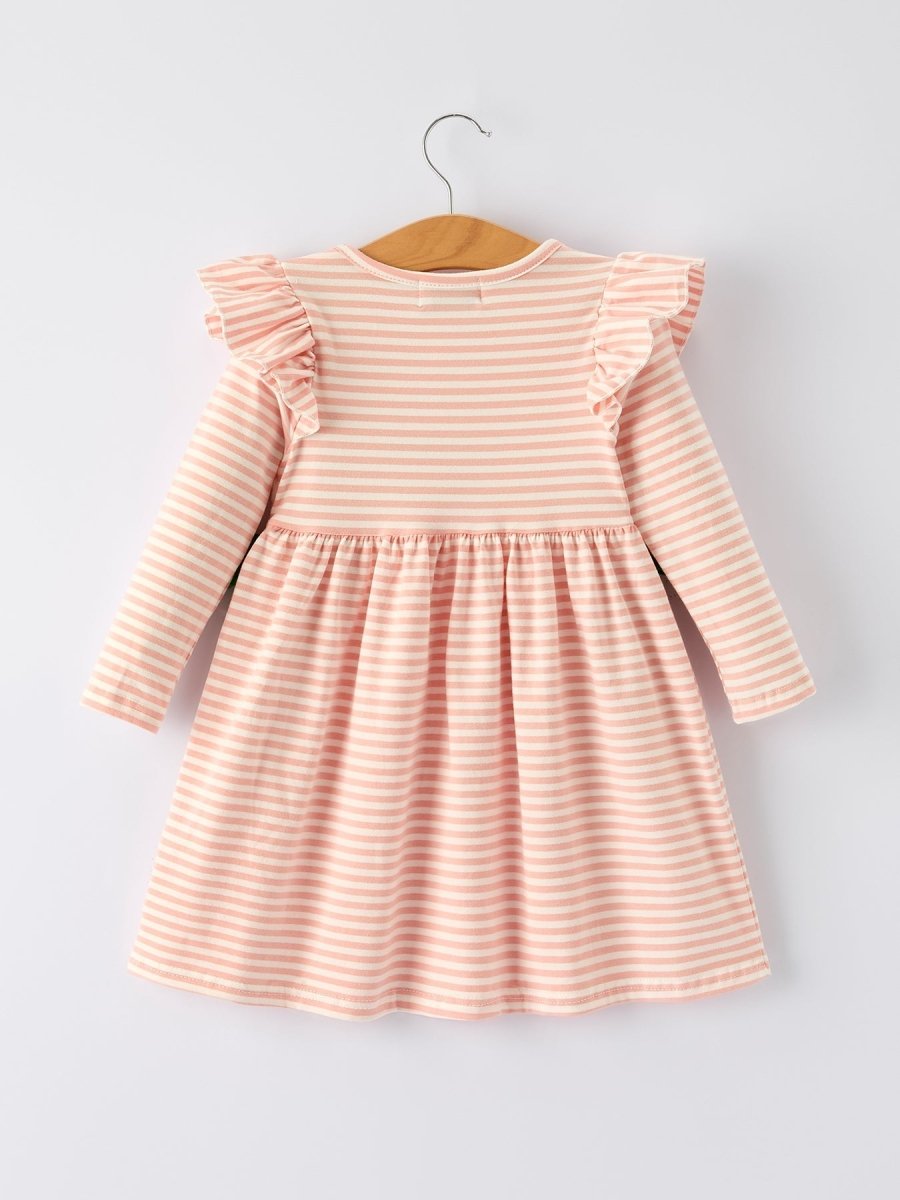 Rylee Faith Designs Christmas Tree Smocked Embroidery Stripe Baby Girls Dress - Everetts Place Boutique -