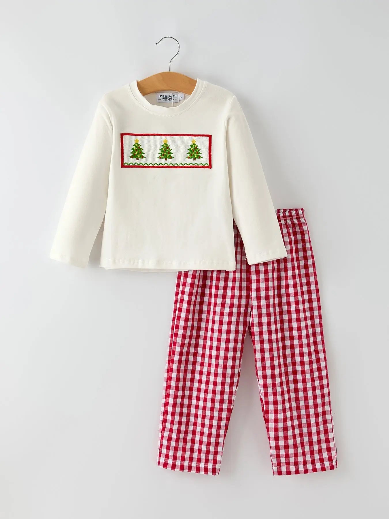 Christmas Tree Smocking Embroidered Boys Outfits for Holiday Celebrations Rylee Faith Designs Everetts Place: Online Boutique