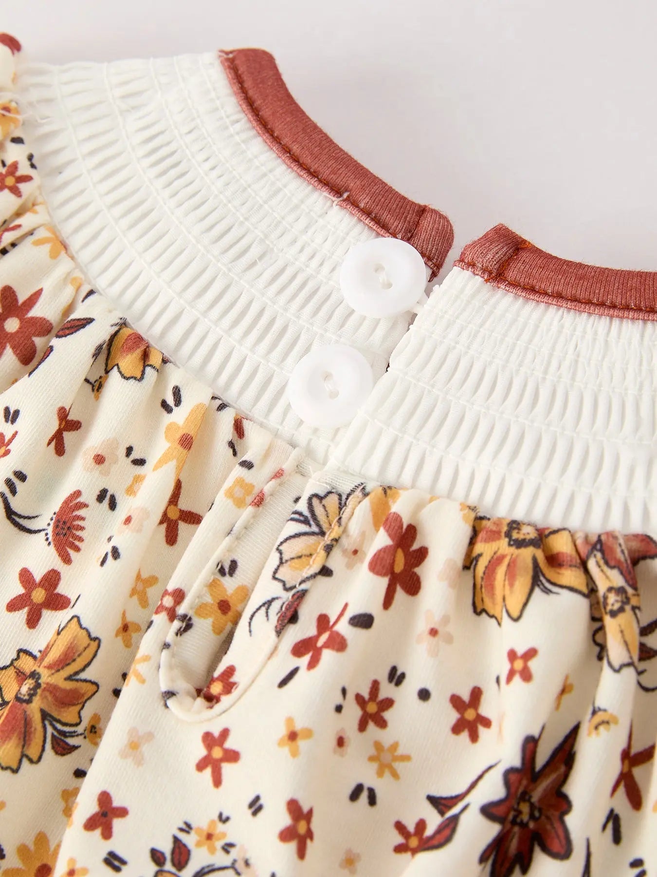 Colorful Floral Smocked Bishop Romper for Baby Girl Christening and Church Events Rylee Faith Designs Everetts Place: Online Boutique