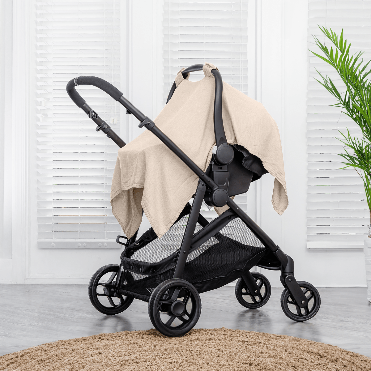 Comfy Cubs Comfy Cubs Baby Car Seat Cover In Sand Breathable Canopy - Everetts Place Boutique -