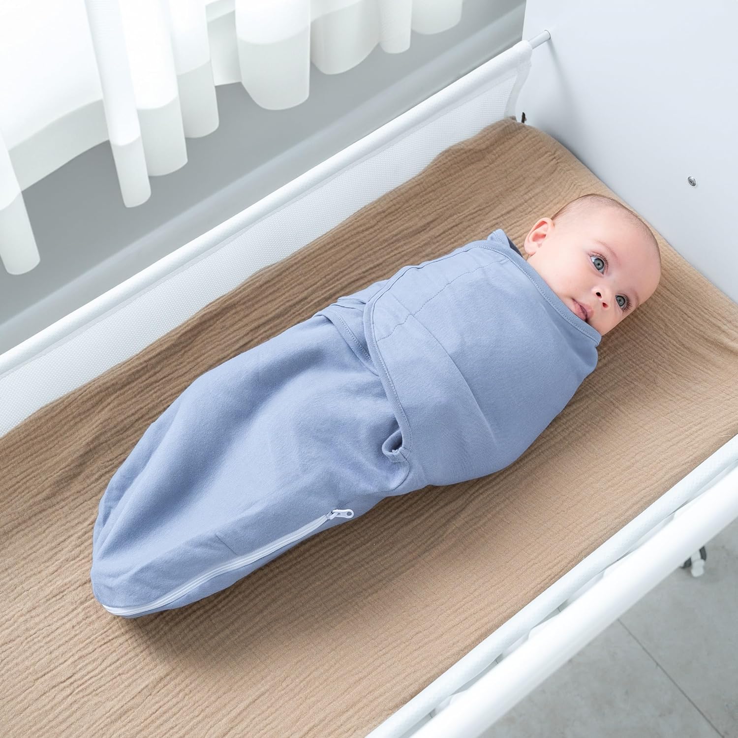 Comfy Cubs Easy Swaddle Blanket Zipper Stone Pacific Blue Comfy Cubs Everetts Place: Online Boutique