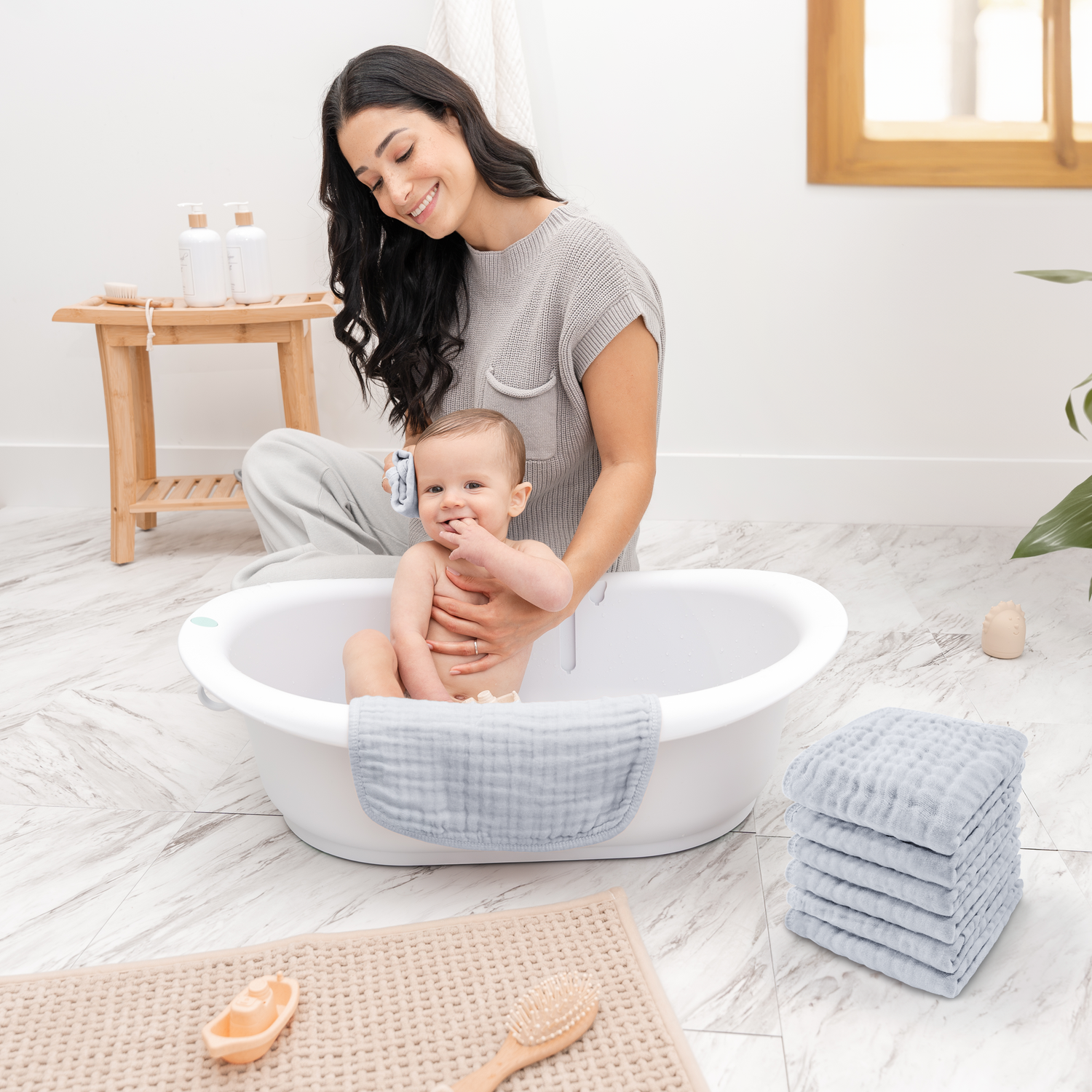 Comfy Cubs Muslin Washcloths Slate For Gentle Baby Bath Comfy Cubs Everetts Place: Online Boutique