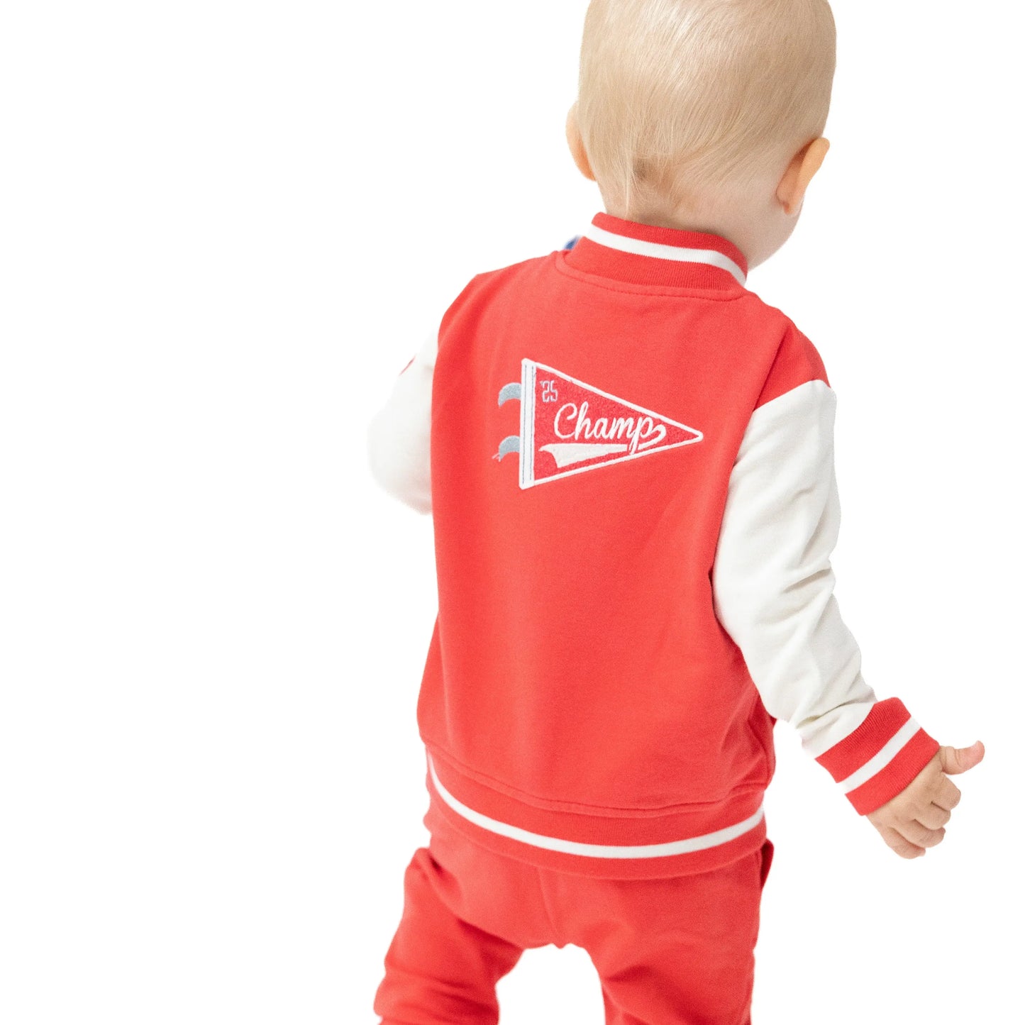 Cool Comfy Letterman Jacket with Chenille Pennant Patch for Kids Angel Dear Everetts Place: Online Boutique