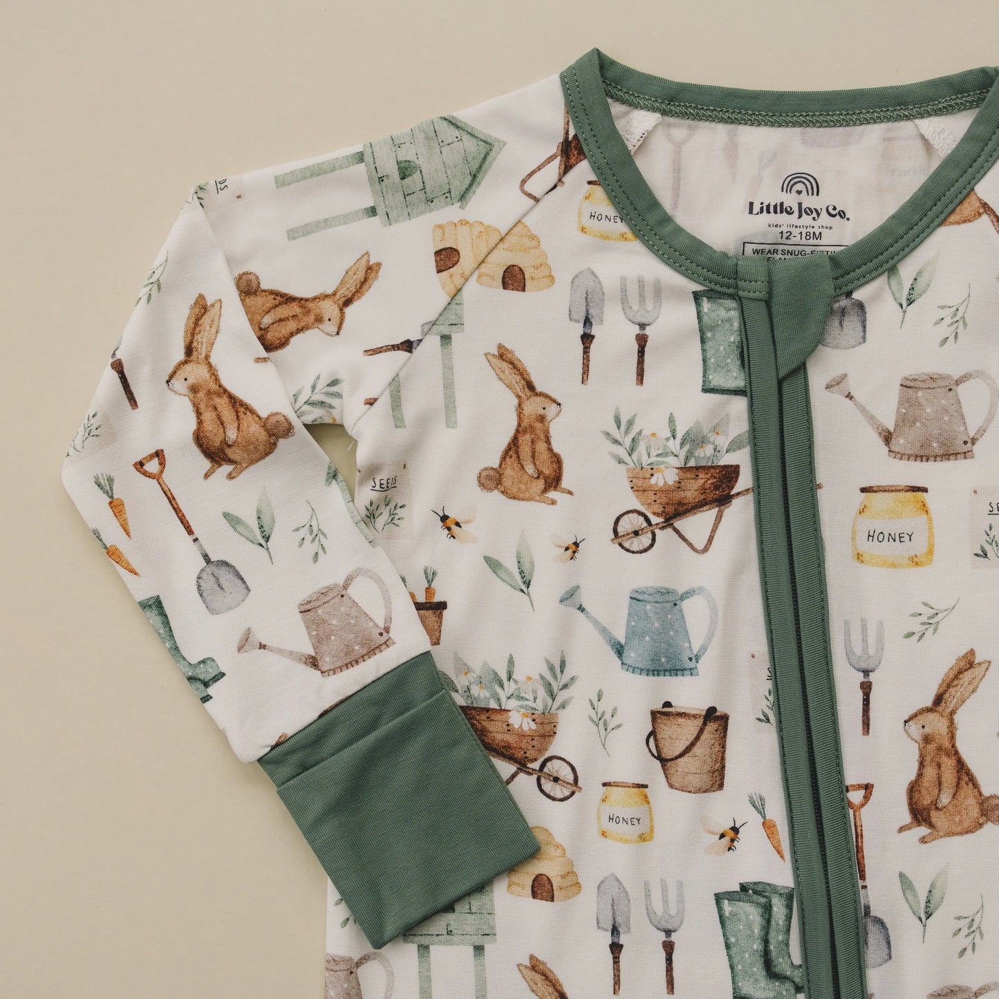 Little Joy Co. Cottontail Garden Bamboo Zippy Romper For Babies Everyday - Apparel & Accessories > Clothing > Baby & Toddler Clothing > Baby & Toddler Sleepwear