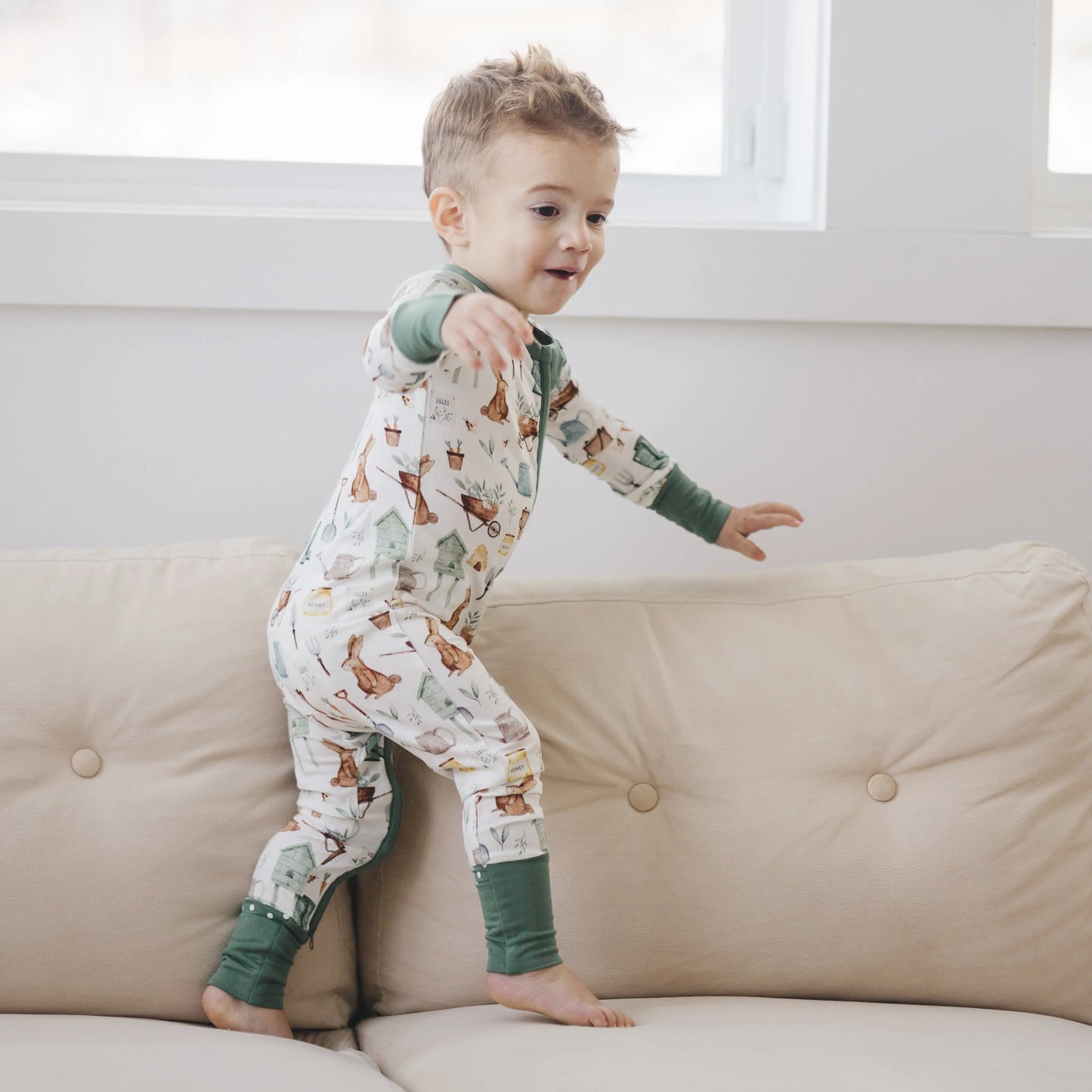Little Joy Co. Cottontail Garden Bamboo Zippy Romper For Babies Everyday - Apparel & Accessories > Clothing > Baby & Toddler Clothing > Baby & Toddler Sleepwear