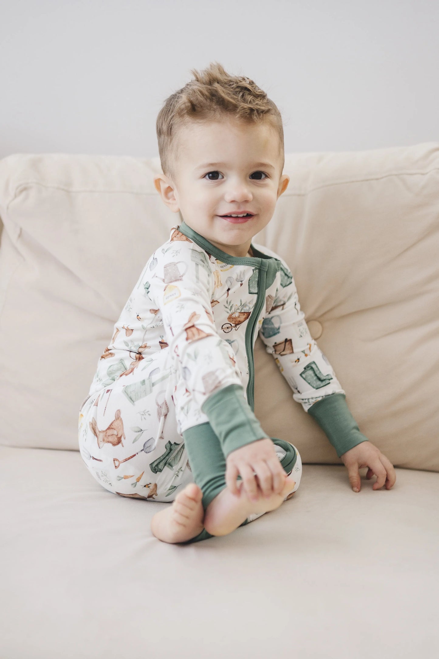 Little Joy Co. Cottontail Garden Bamboo Zippy Romper For Babies Everyday - Apparel & Accessories > Clothing > Baby & Toddler Clothing > Baby & Toddler Sleepwear