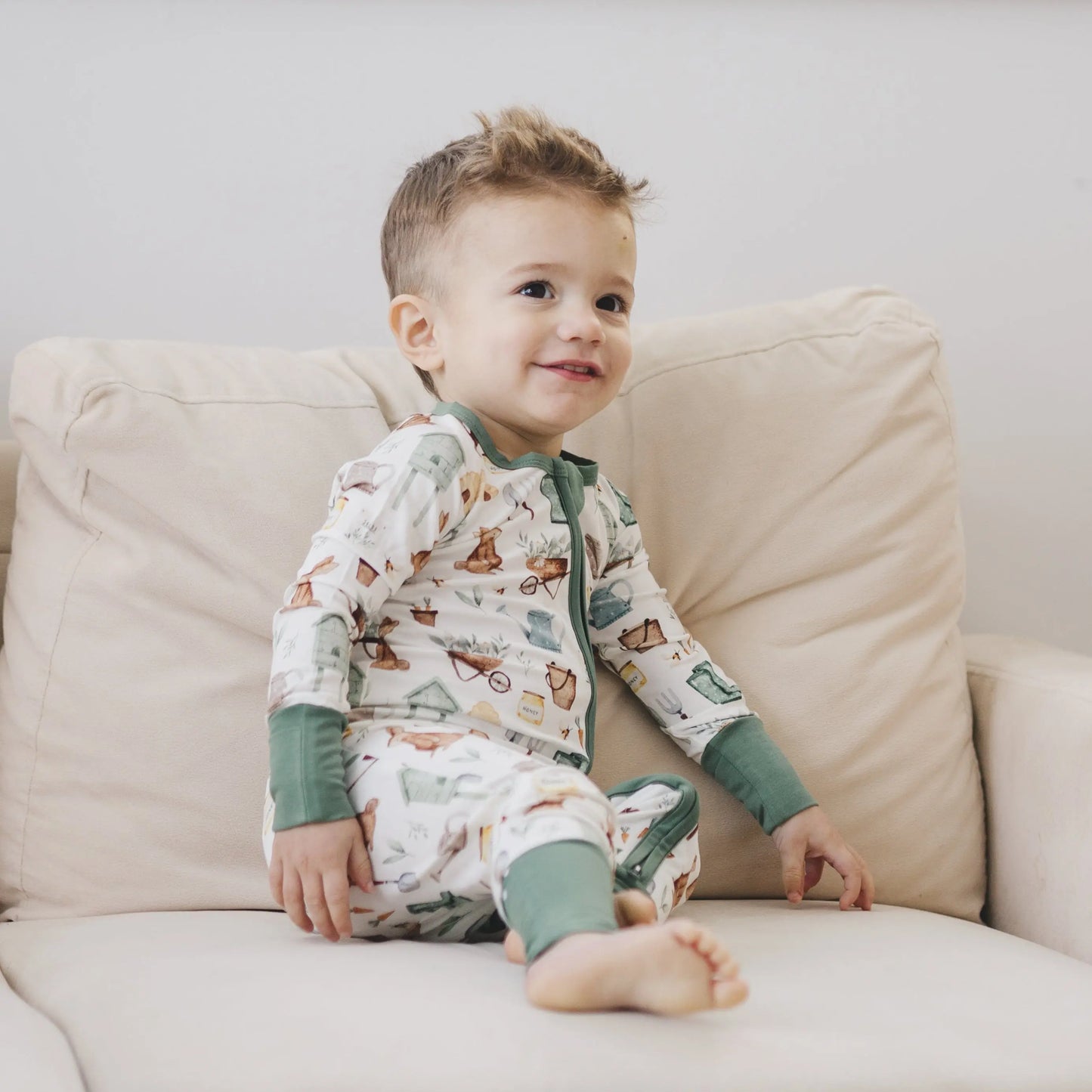 Little Joy Co. Cottontail Garden Bamboo Zippy Romper For Babies Everyday - Apparel & Accessories > Clothing > Baby & Toddler Clothing > Baby & Toddler Sleepwear