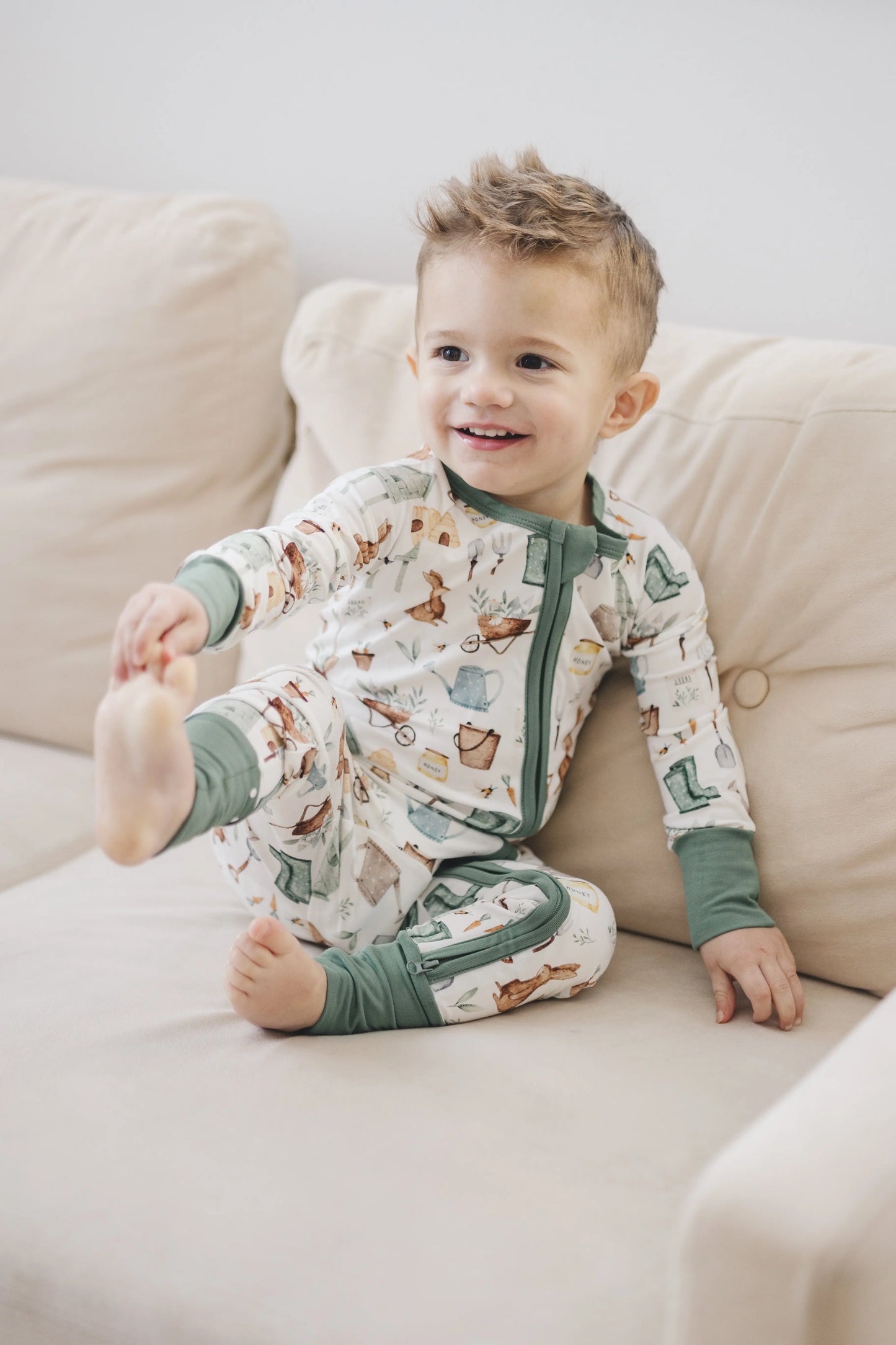 Little Joy Co. Cottontail Garden Bamboo Zippy Romper For Babies Everyday - Apparel & Accessories > Clothing > Baby & Toddler Clothing > Baby & Toddler Sleepwear