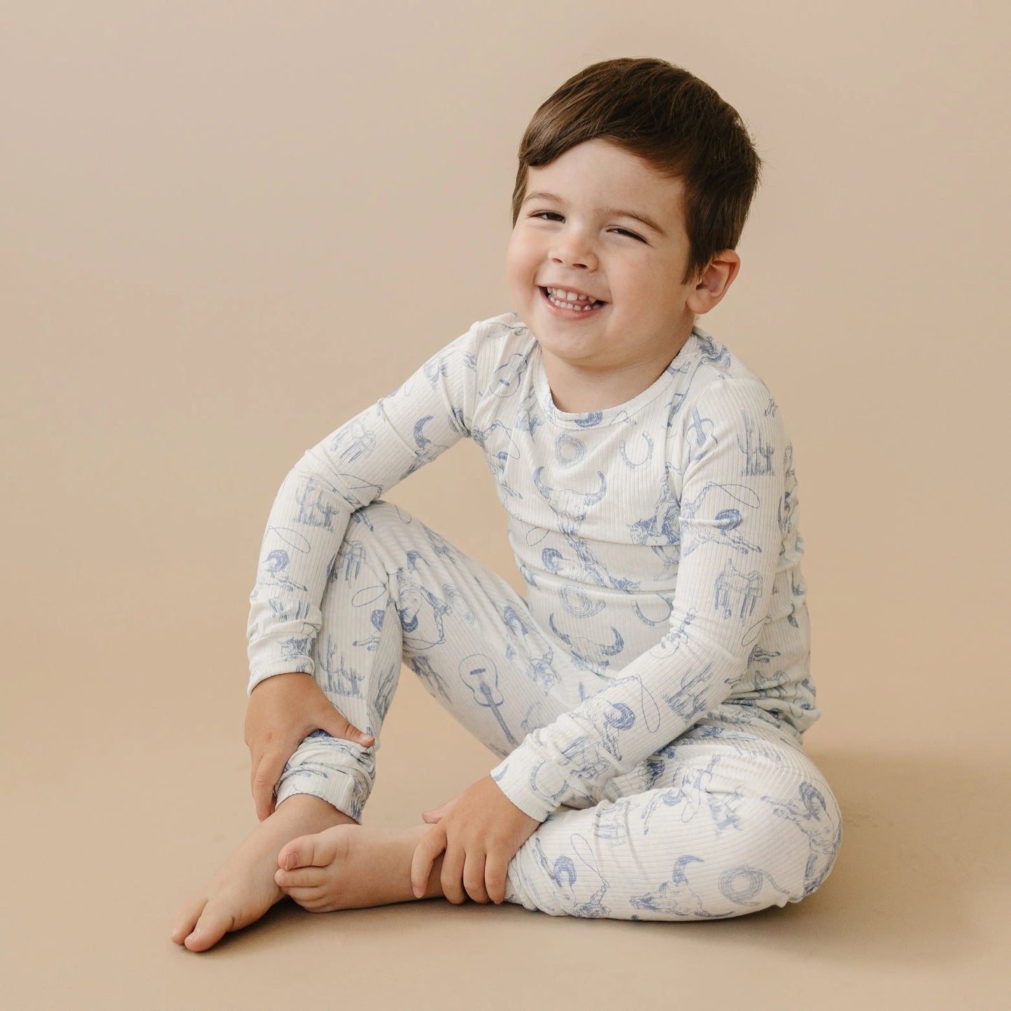 Cowboy Blues 2pc Ribbed Bamboo Pajamas For Kids Sleepwear Little Joy Co. Everetts Place: Online Boutique