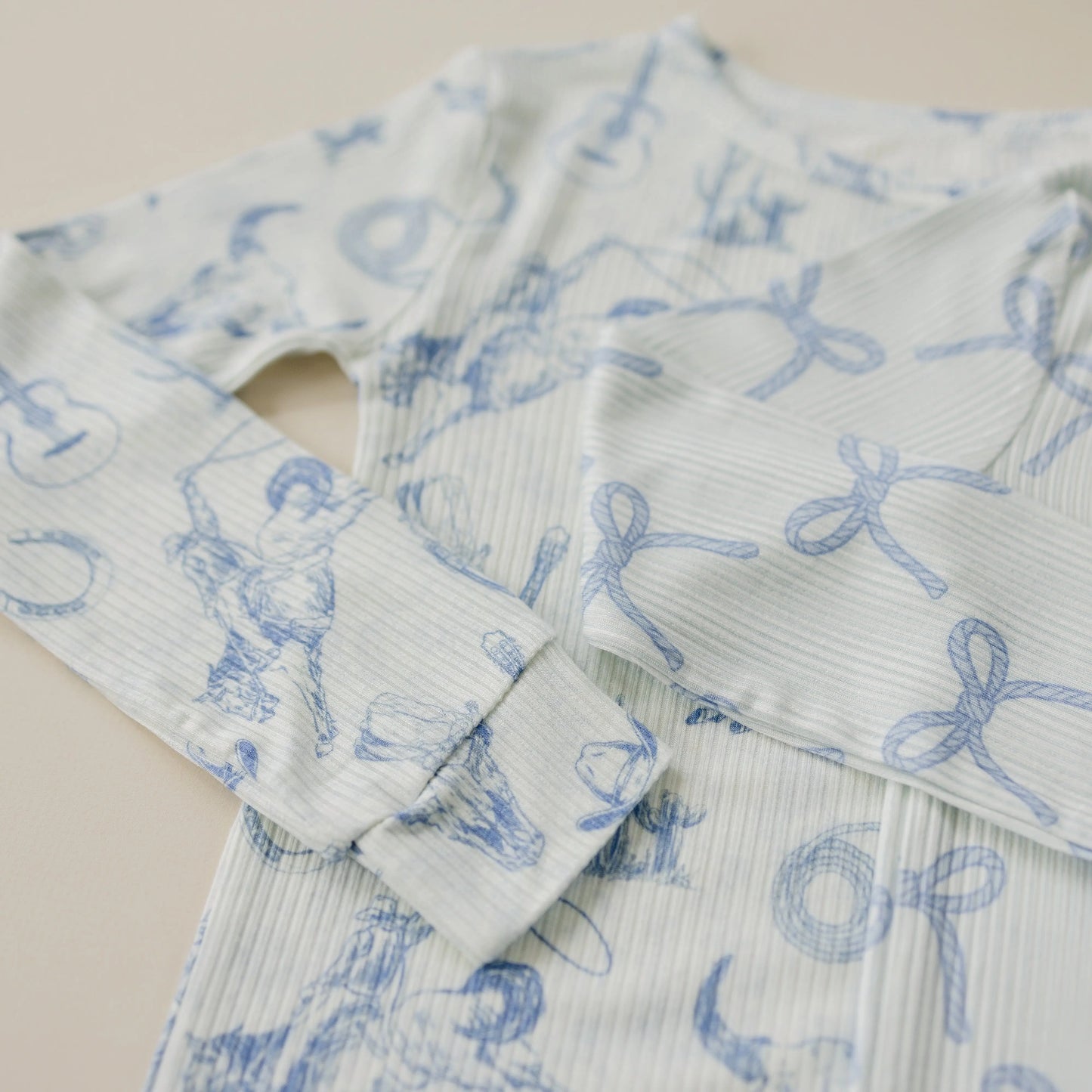 Cowboy Blues 2pc Ribbed Bamboo Pajamas For Kids Sleepwear Little Joy Co. Everetts Place: Online Boutique