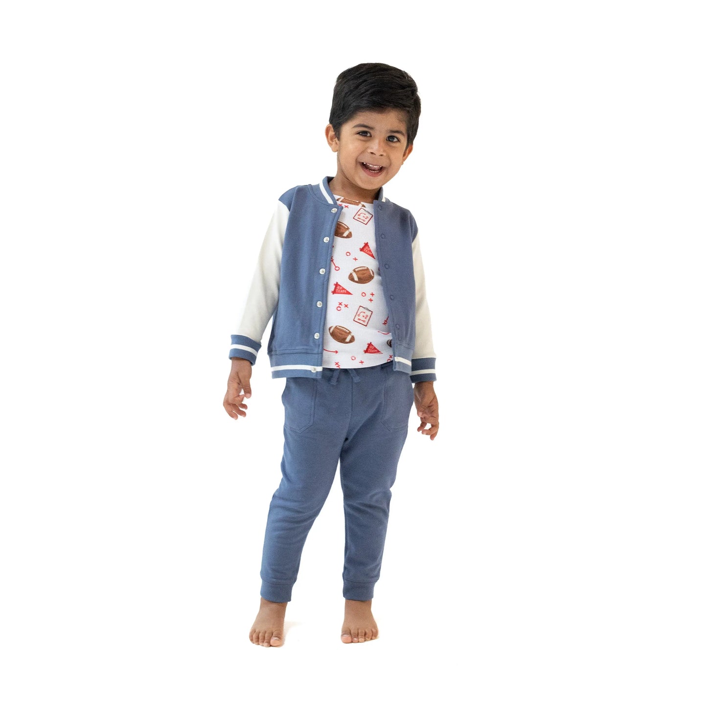 Cozy French Terry Letterman Jacket for Kids Angel Dear Everetts Place: Online Boutique