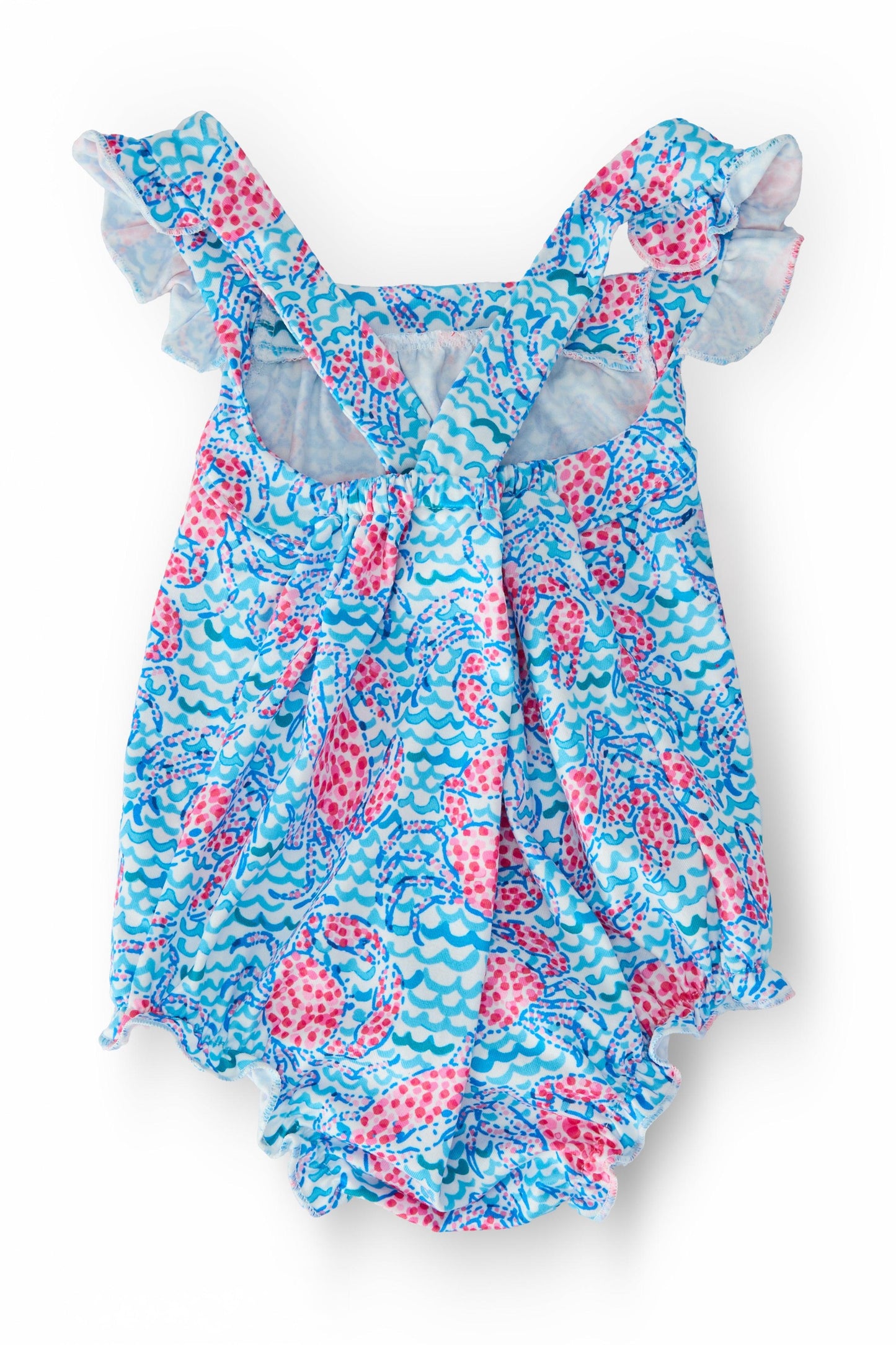 Mila & Rose ® Crab Walk Ruffle Cross Back Romper Mila Rose for Girls - Apparel & Accessories > Clothing > Baby & Toddler Clothing > Baby One-Pieces Ruffle Cross Back Romper